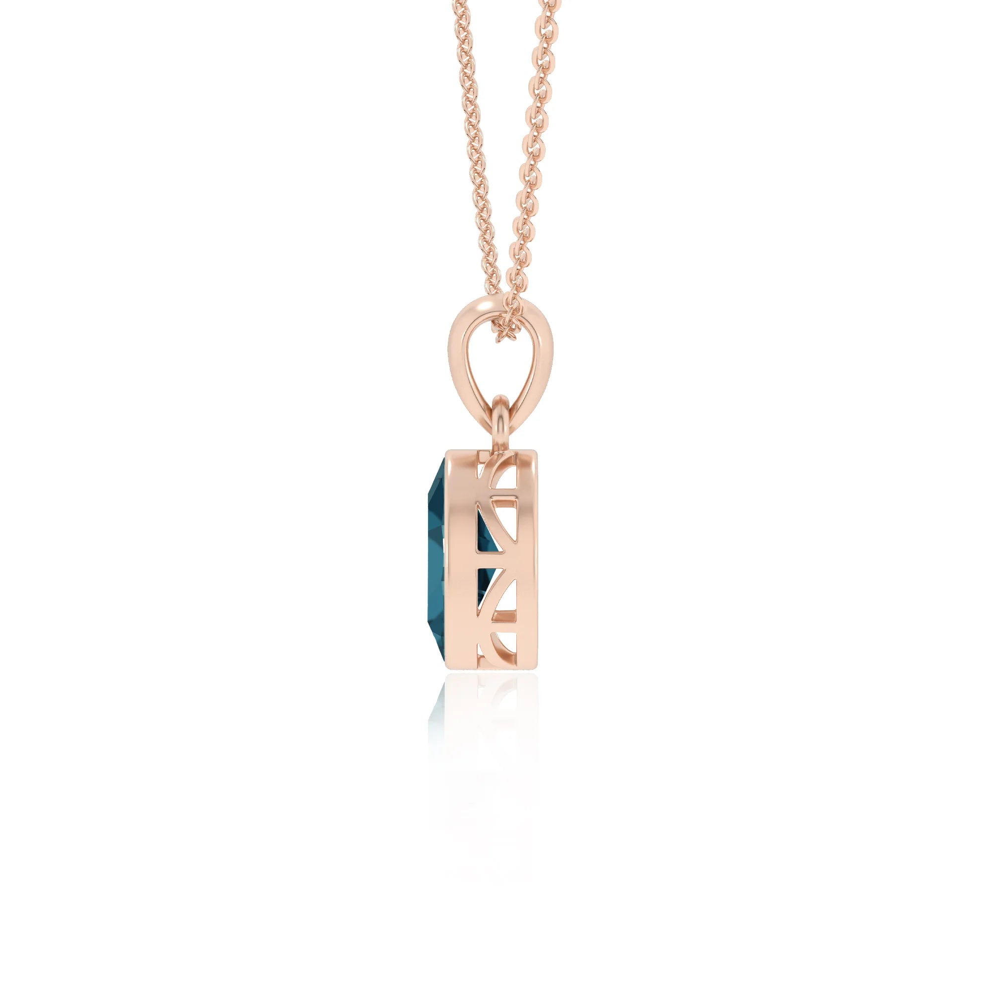 natural london-blue-topaz oval solitaire necklaces in rose gold