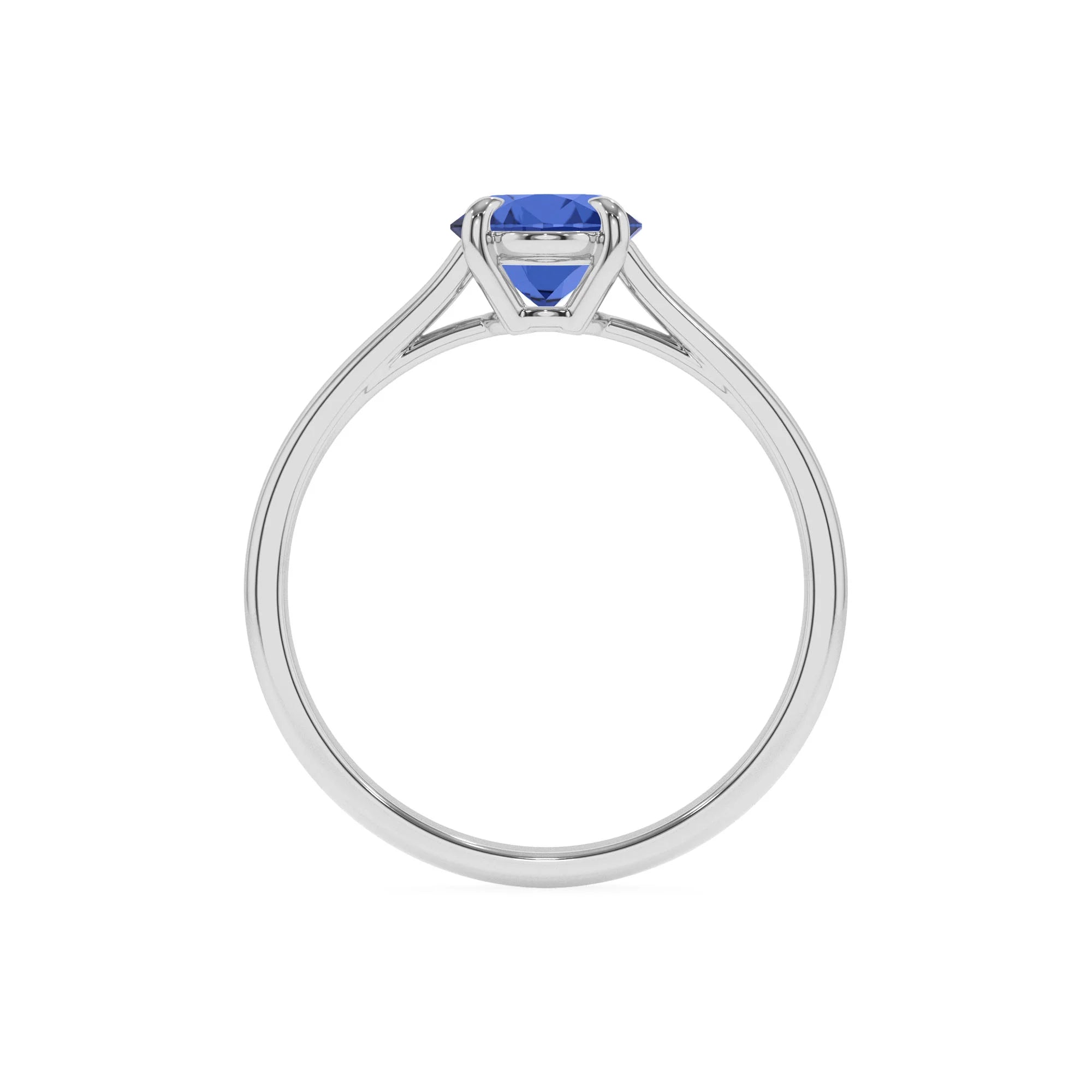 lab grown blue-sapphire oval solitaire rings in sterling silver