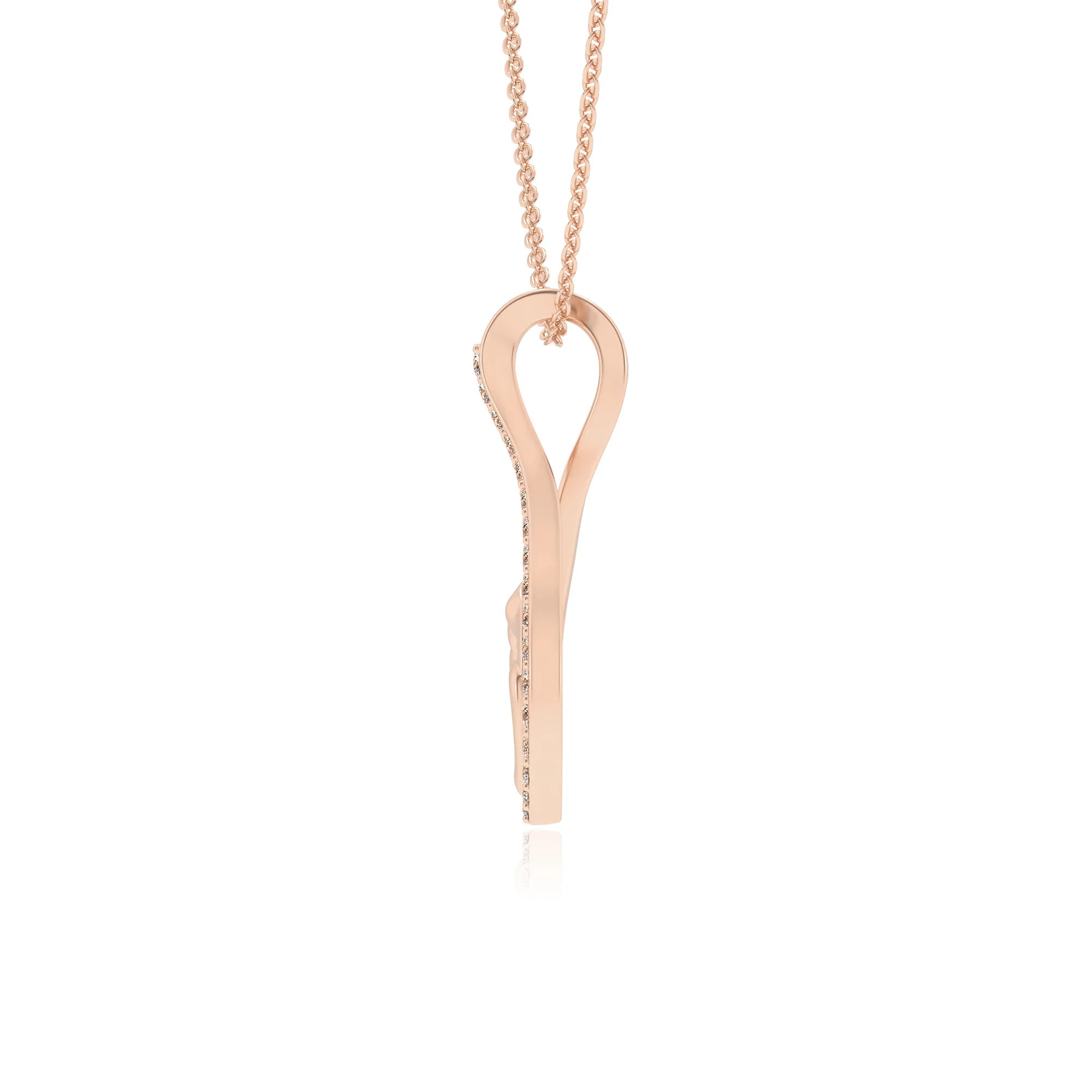 lab grown moissanite round necklaces in rose gold