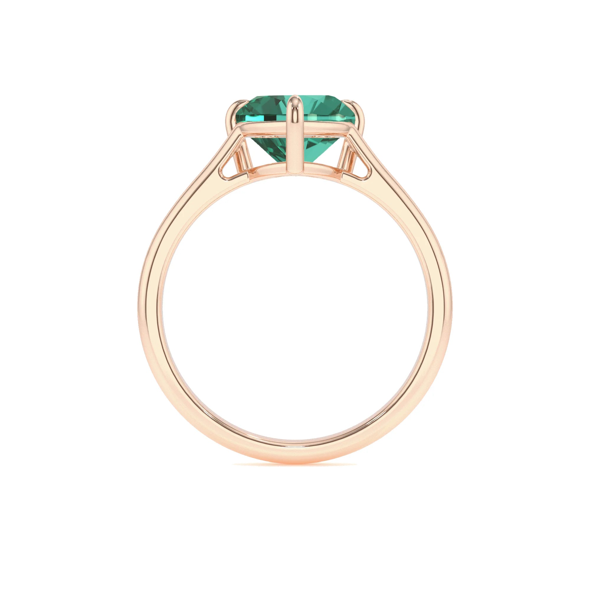 lab grown emerald heart solitaire rings in rose gold