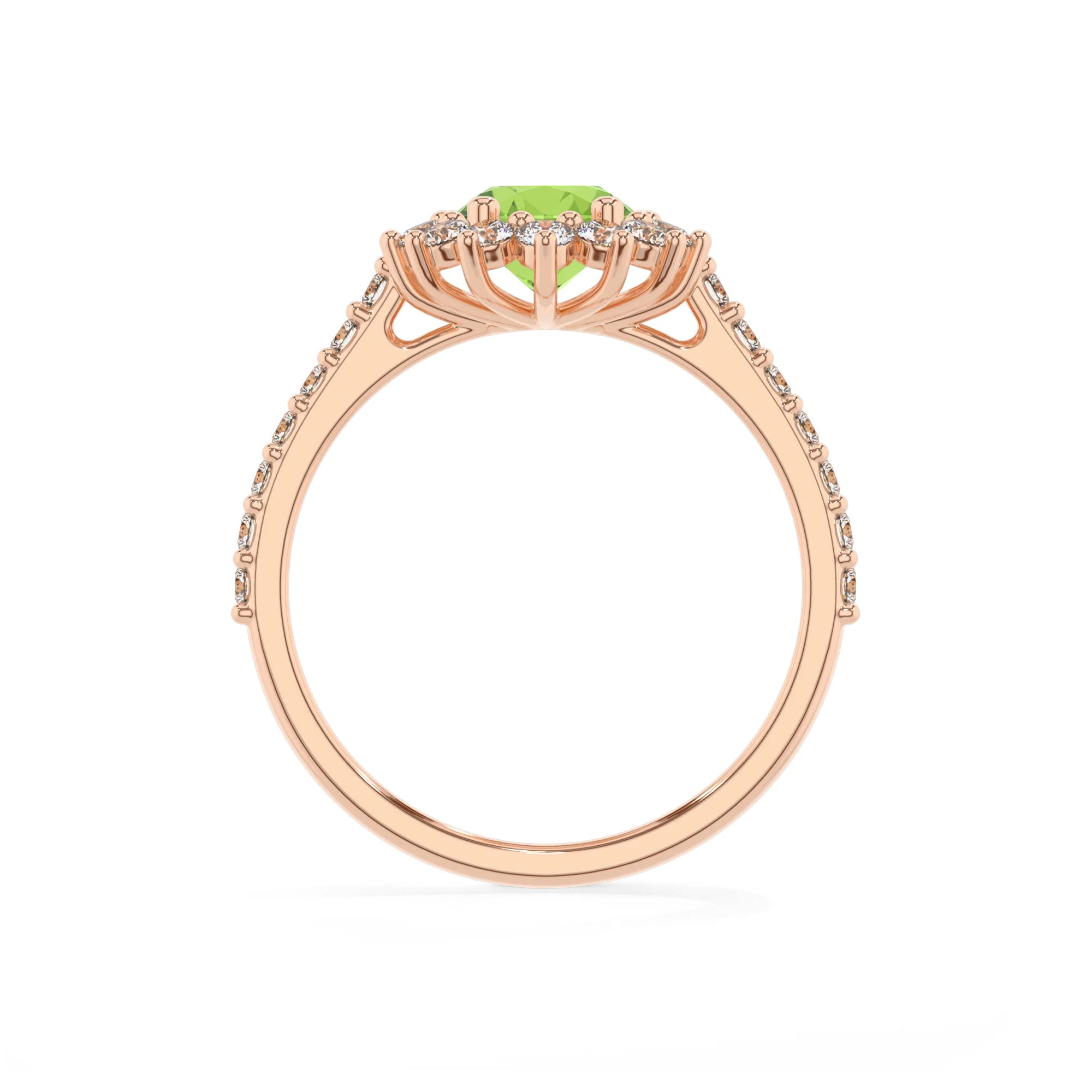 natural peridot oval solitaire rings in rose gold