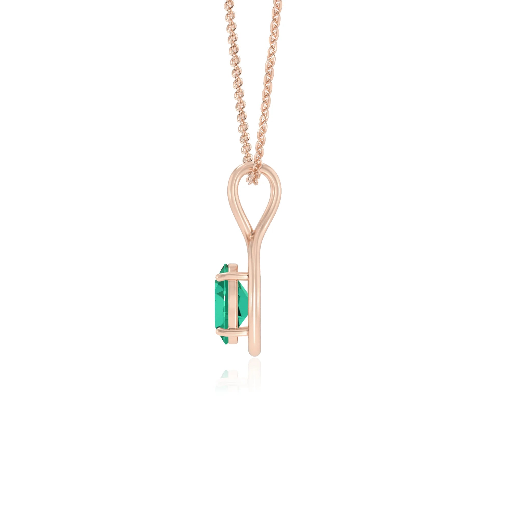 lab grown emerald oval solitaire necklaces in rose gold