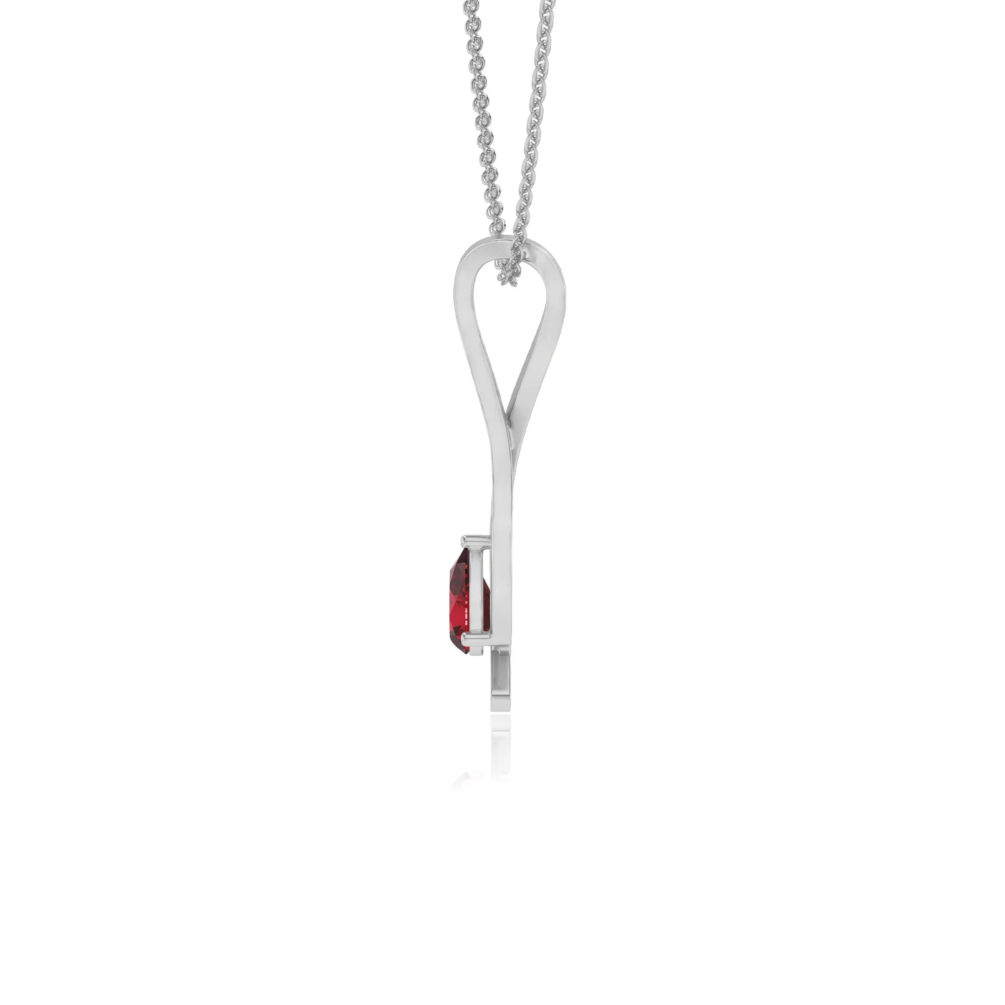 lab grown ruby pear solitaire necklaces in platinum