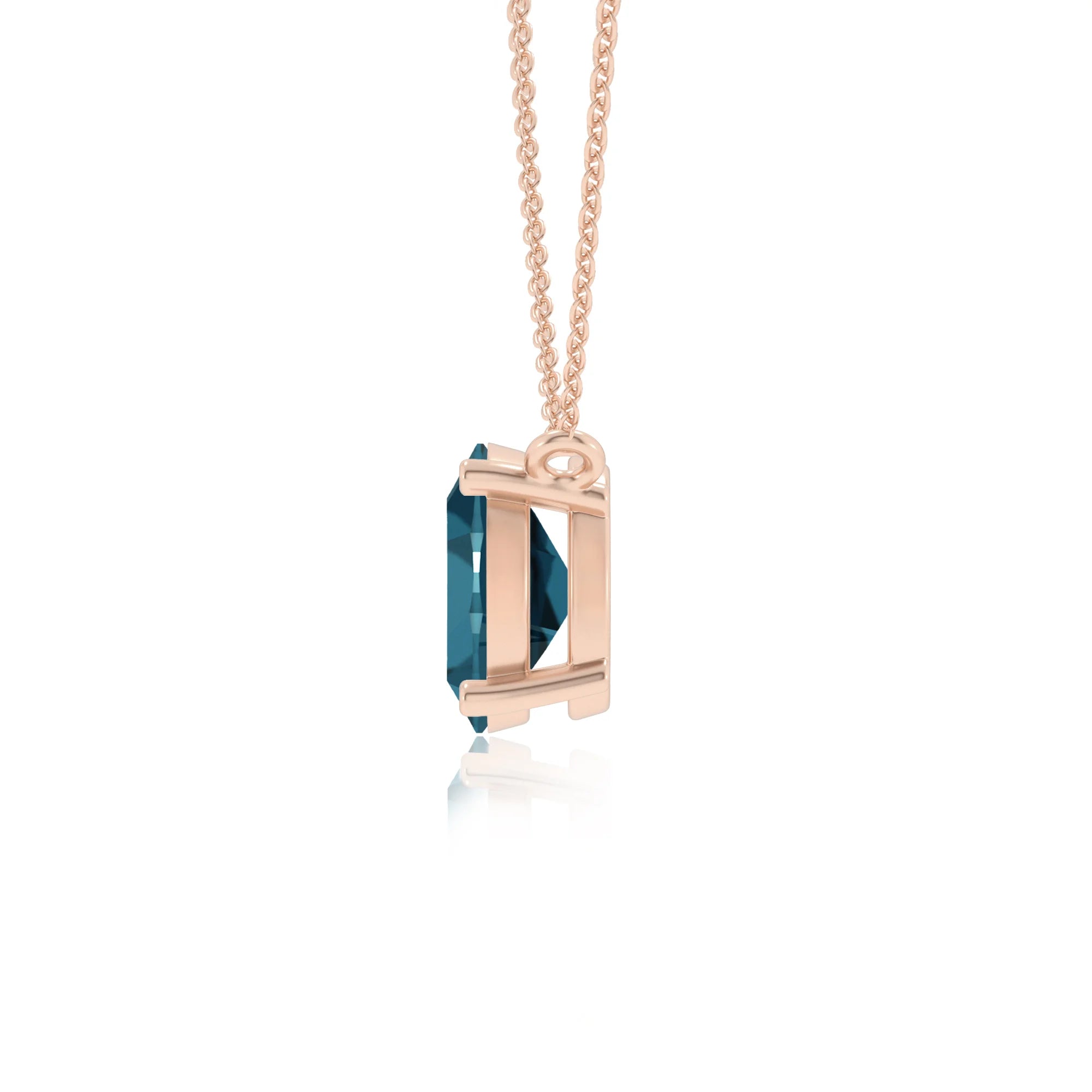 natural london-blue-topaz oval solitaire necklaces in rose gold