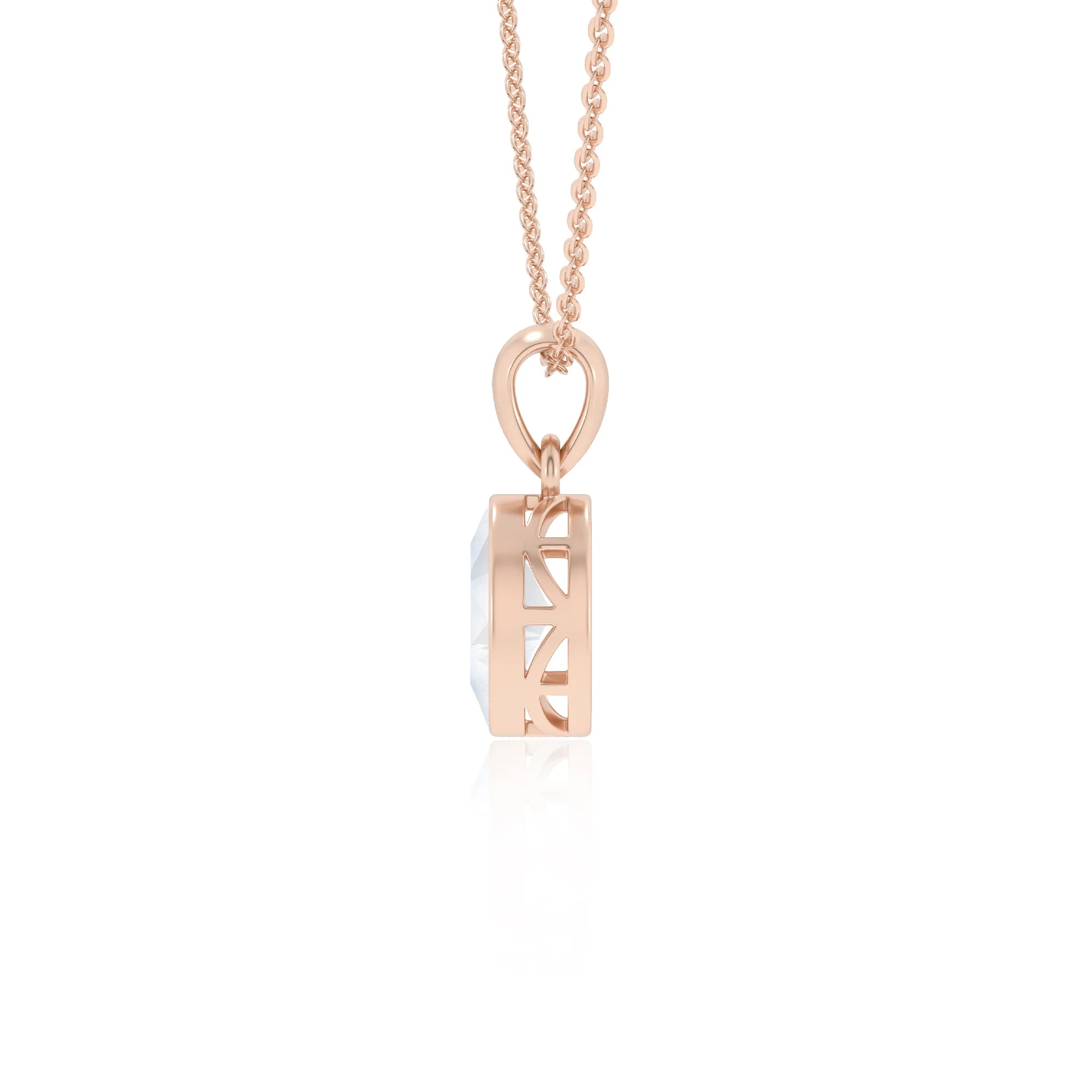 natural rainbow-moonstone oval solitaire necklaces in rose gold