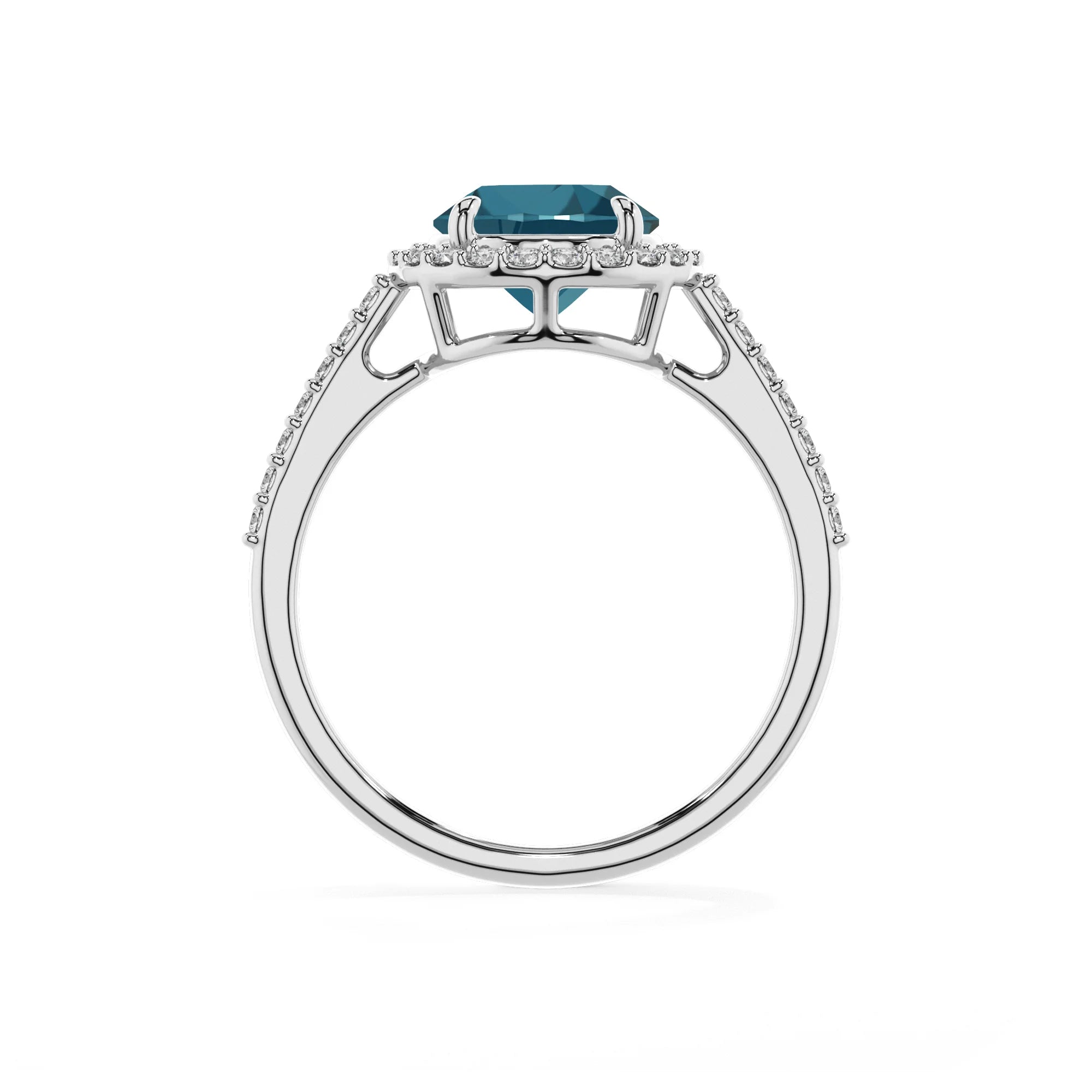 natural london-blue-topaz round solitaire rings in platinum