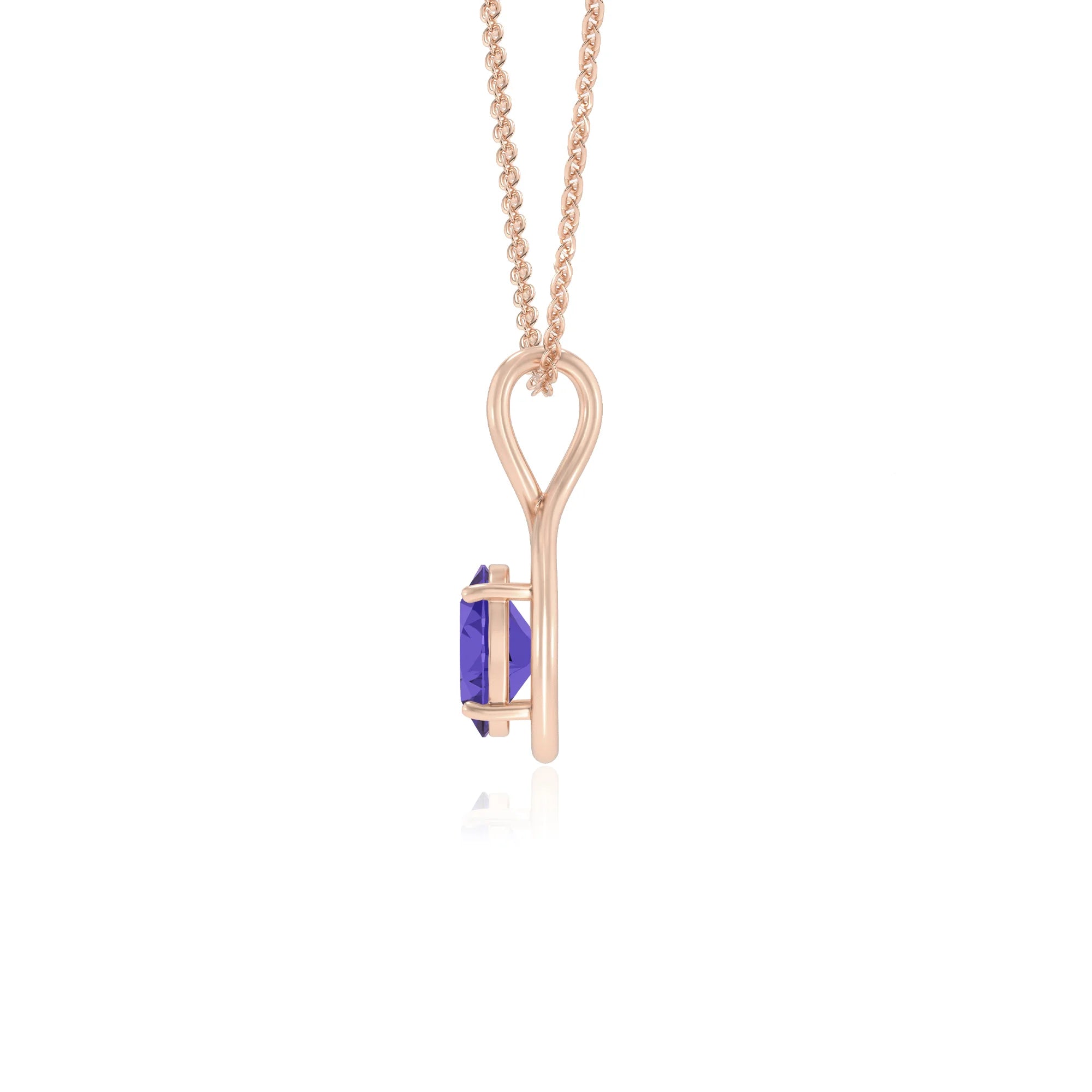 lab grown tanzanite oval solitaire necklaces in rose gold