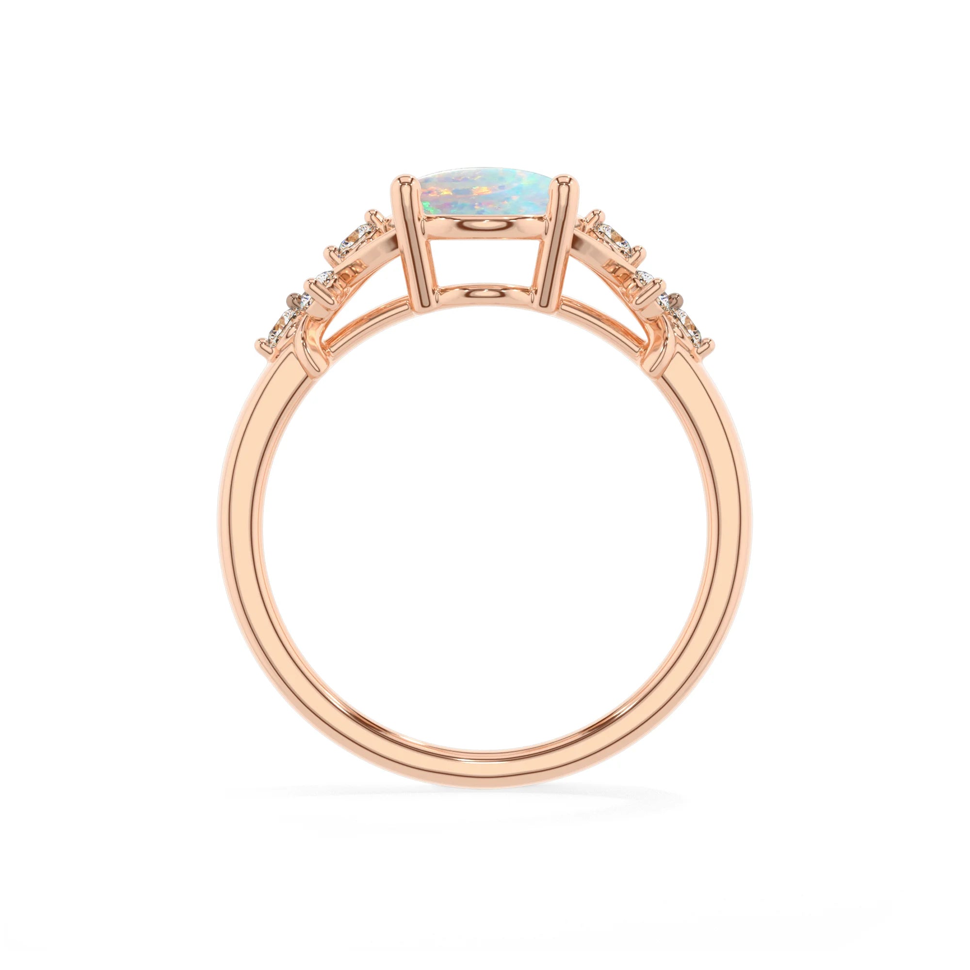 lab grown opal oval solitaire rings in rose gold