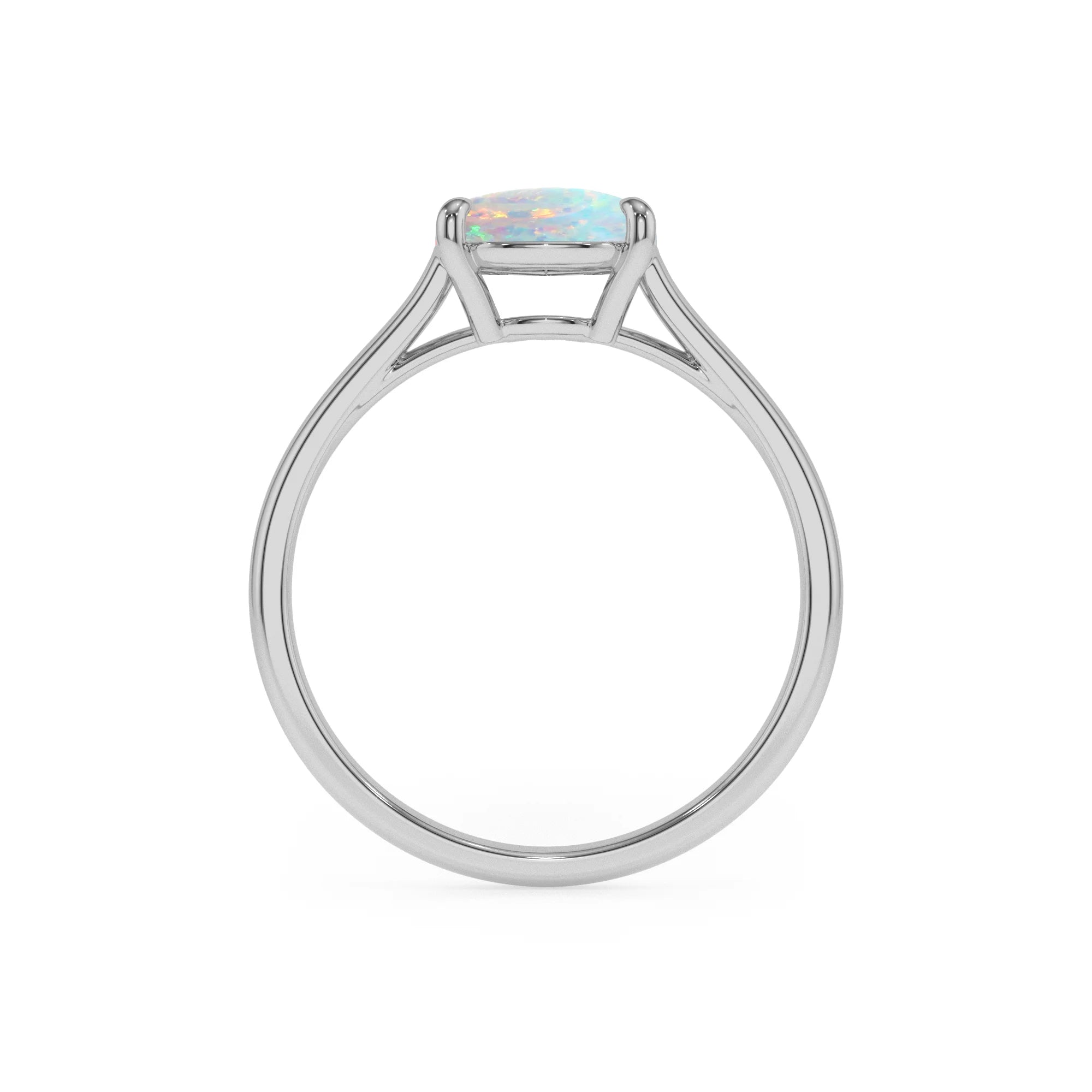 lab grown opal pear solitaire rings in white gold