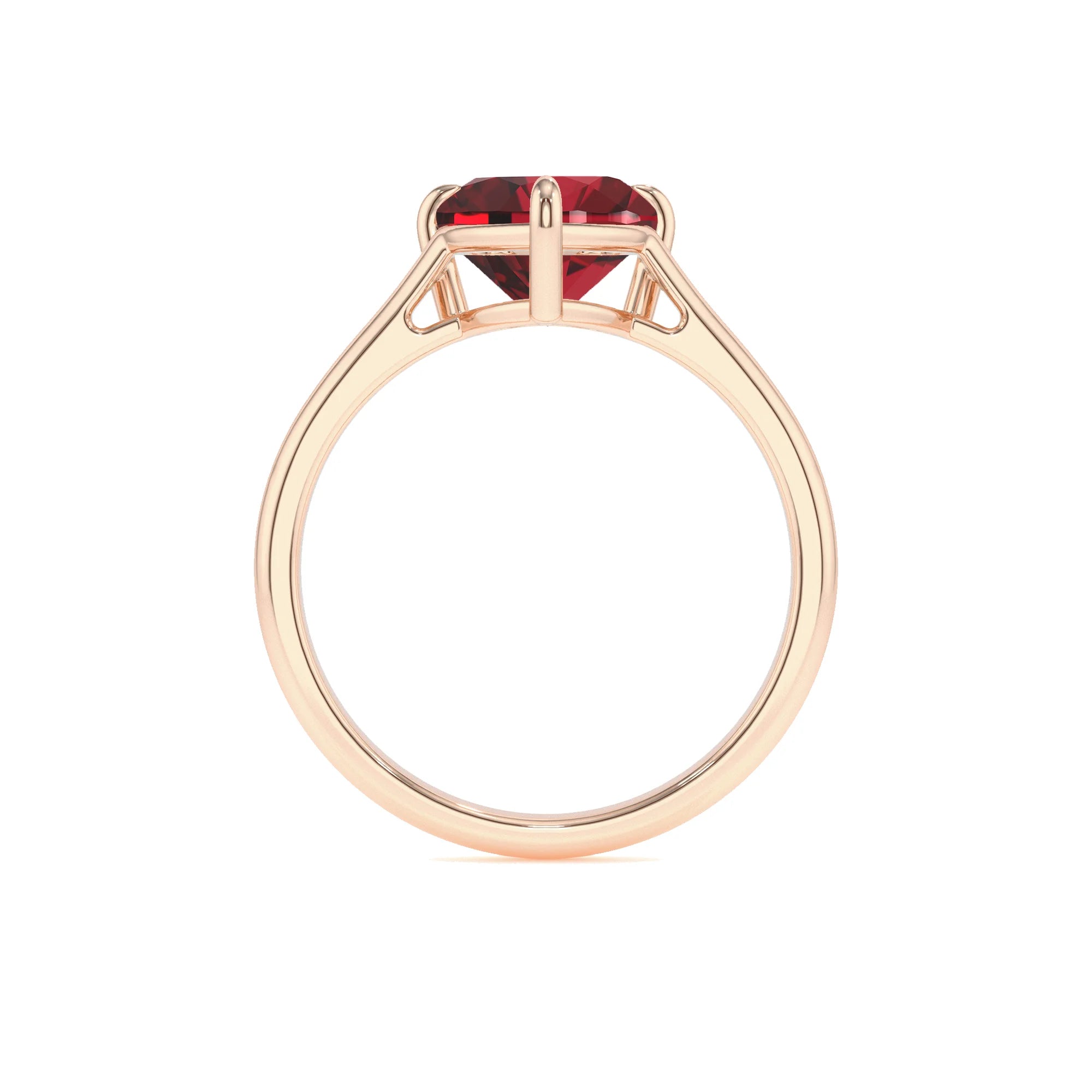 lab grown ruby heart solitaire rings in rose gold
