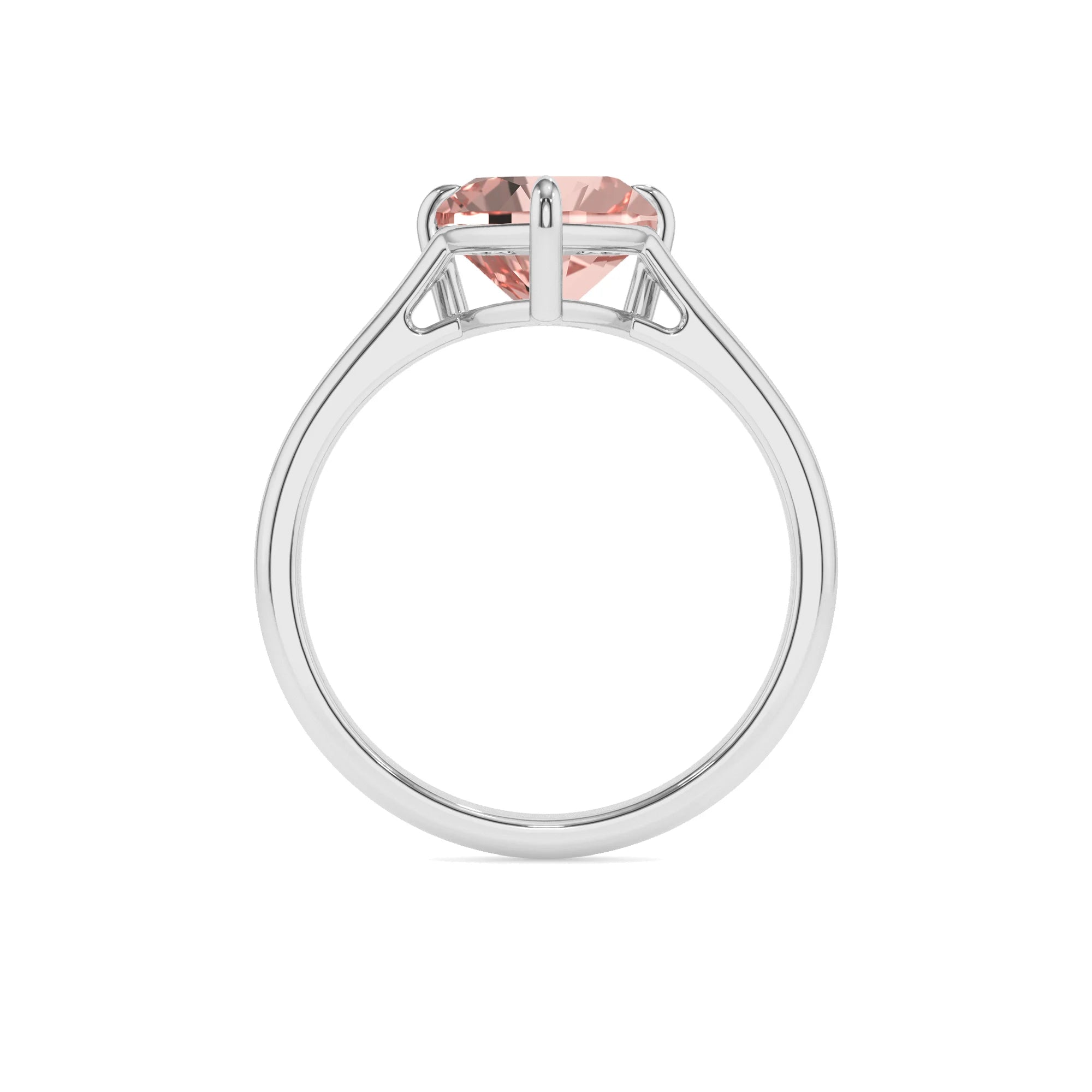 lab grown morganite heart solitaire rings in sterling silver