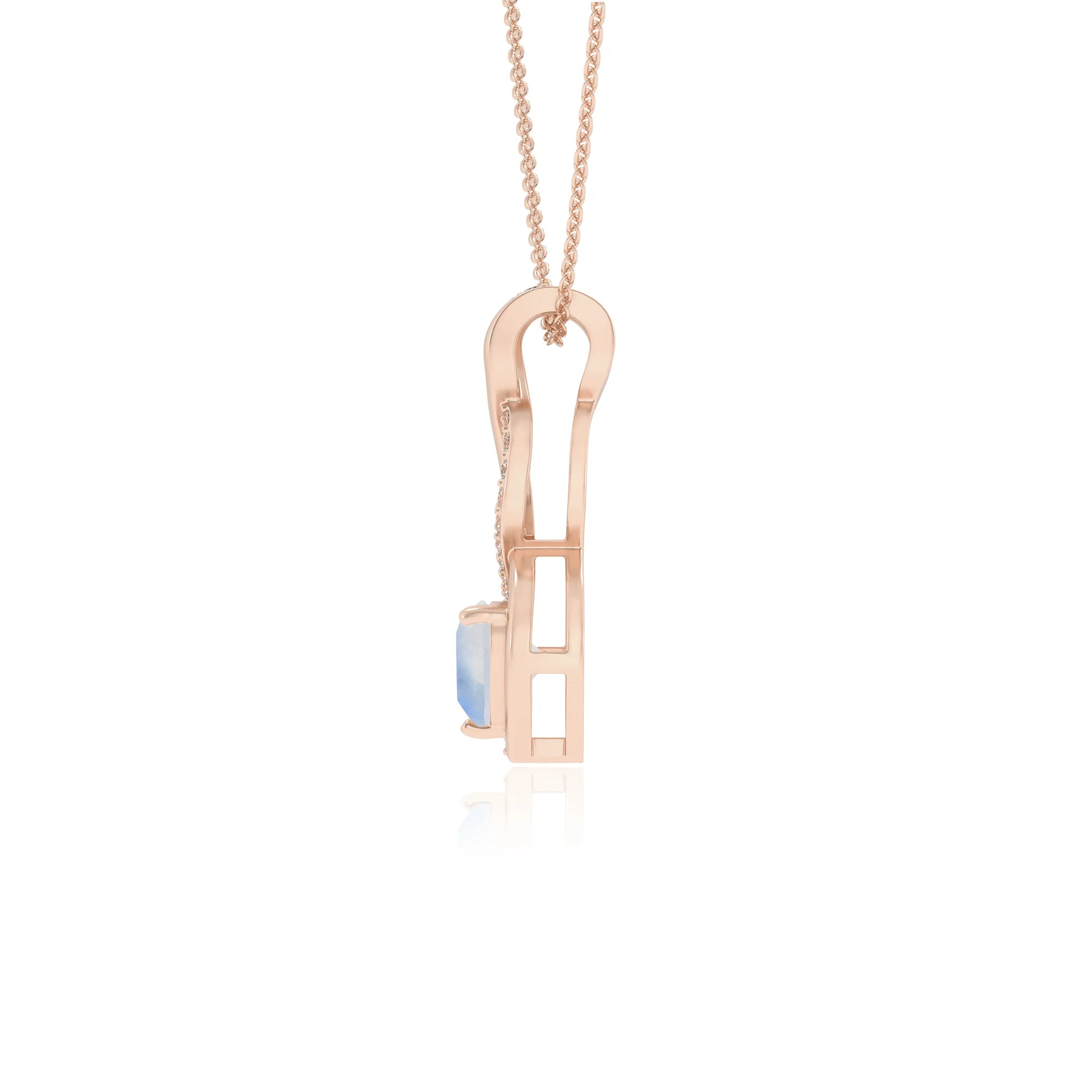 natural rainbow-moonstone heart infinity necklaces in rose gold