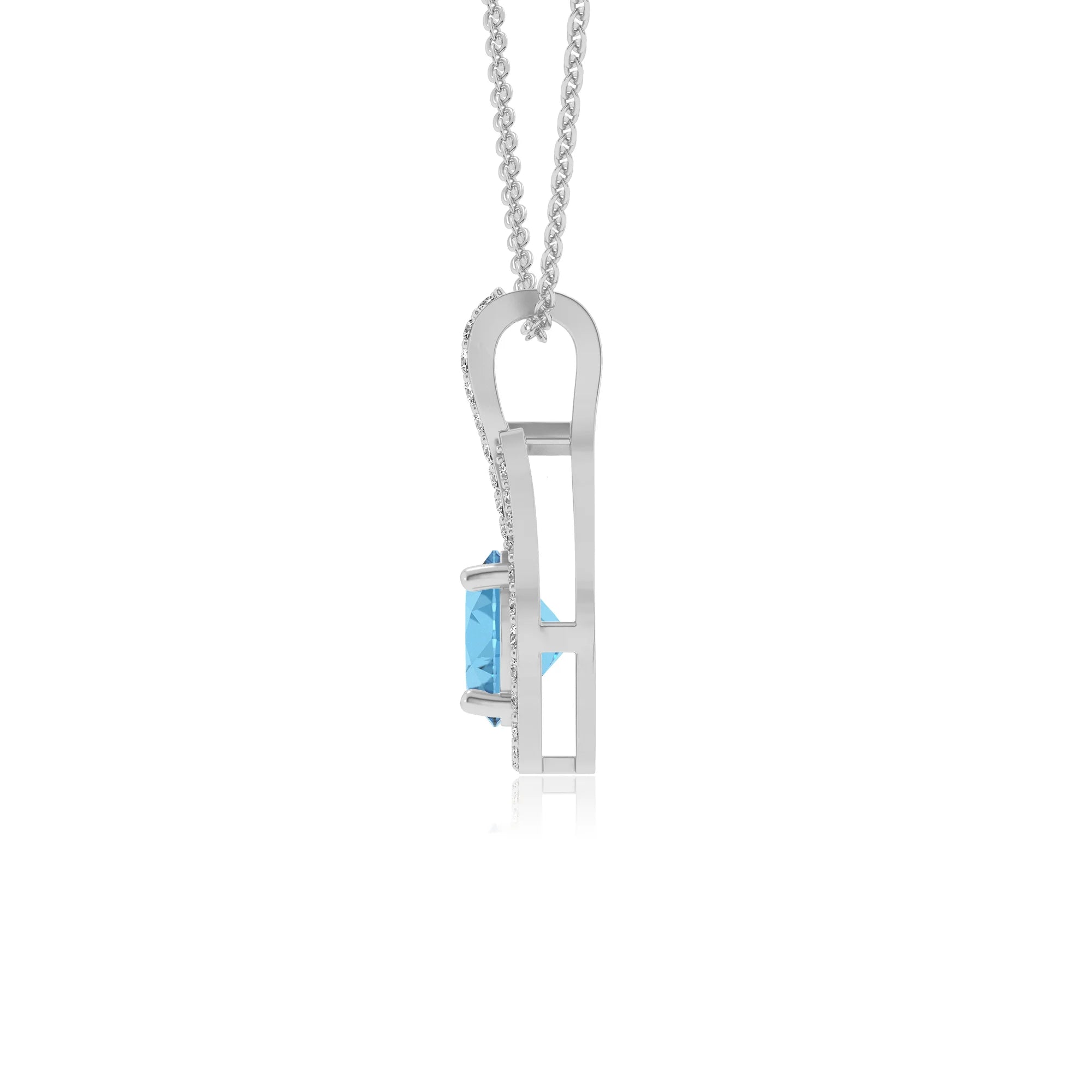 natural swiss-blue-topaz round solitaire necklaces in platinum