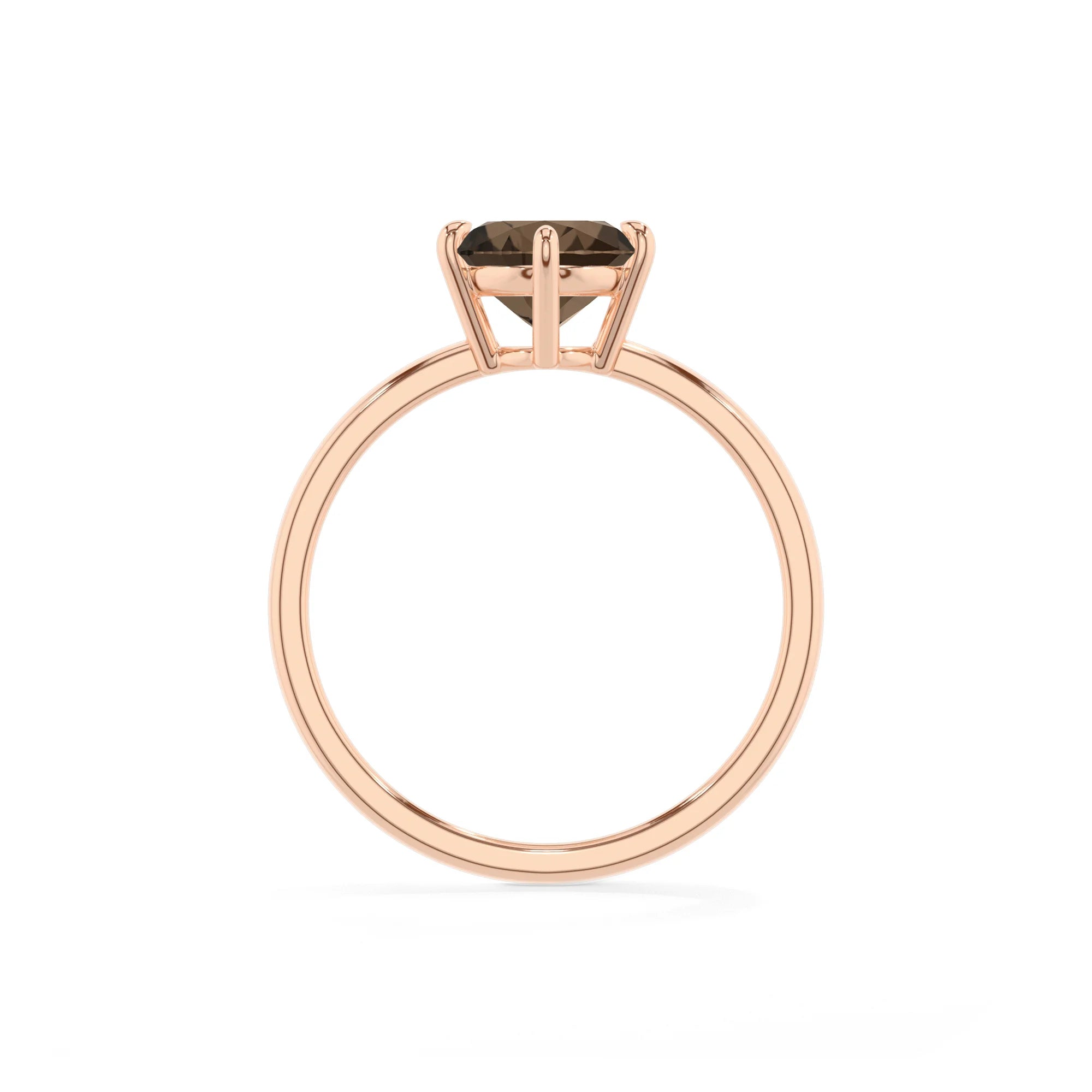 natural smoky-quartz oval solitaire rings in rose gold