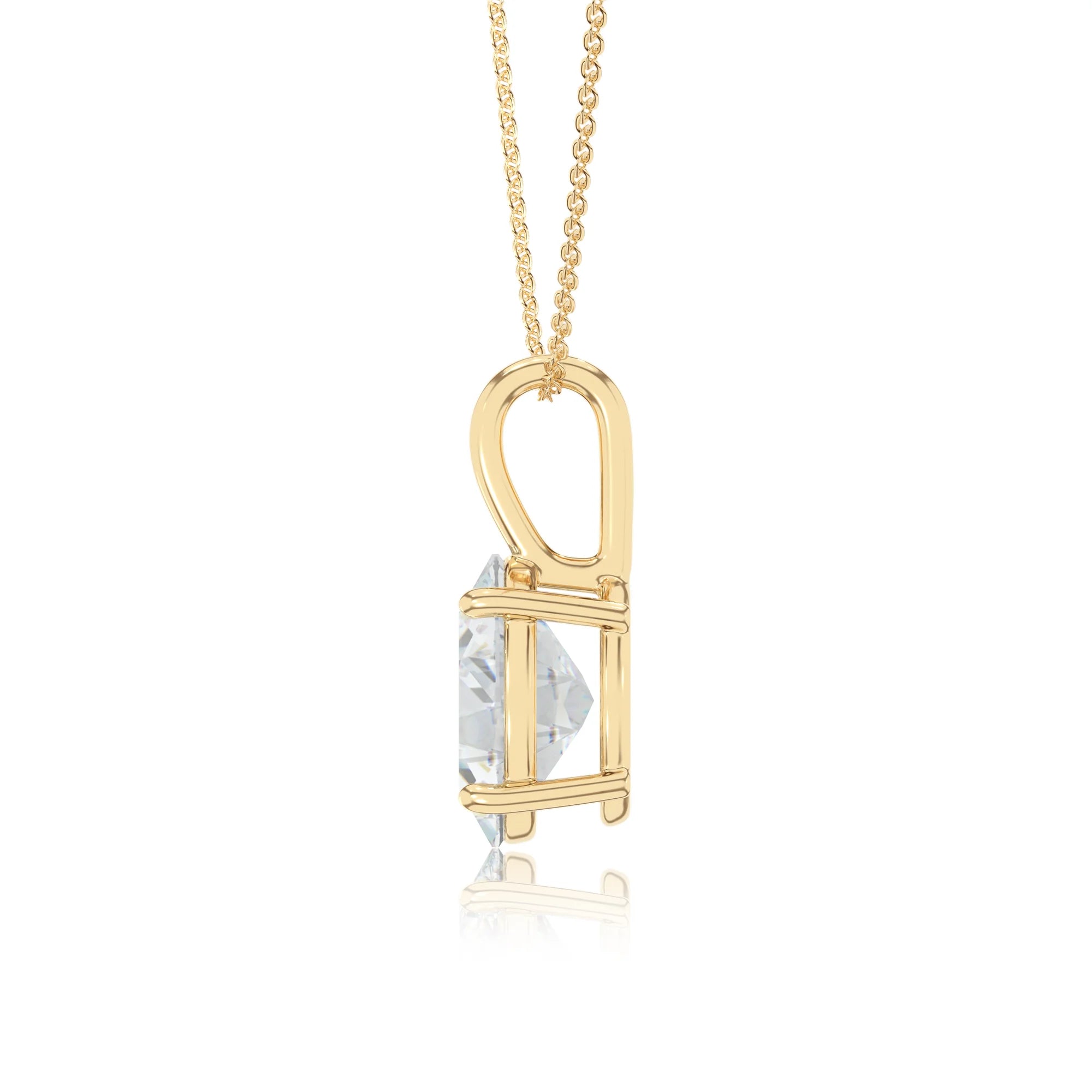 lab grown moissanite oval solitaire necklaces in yellow gold