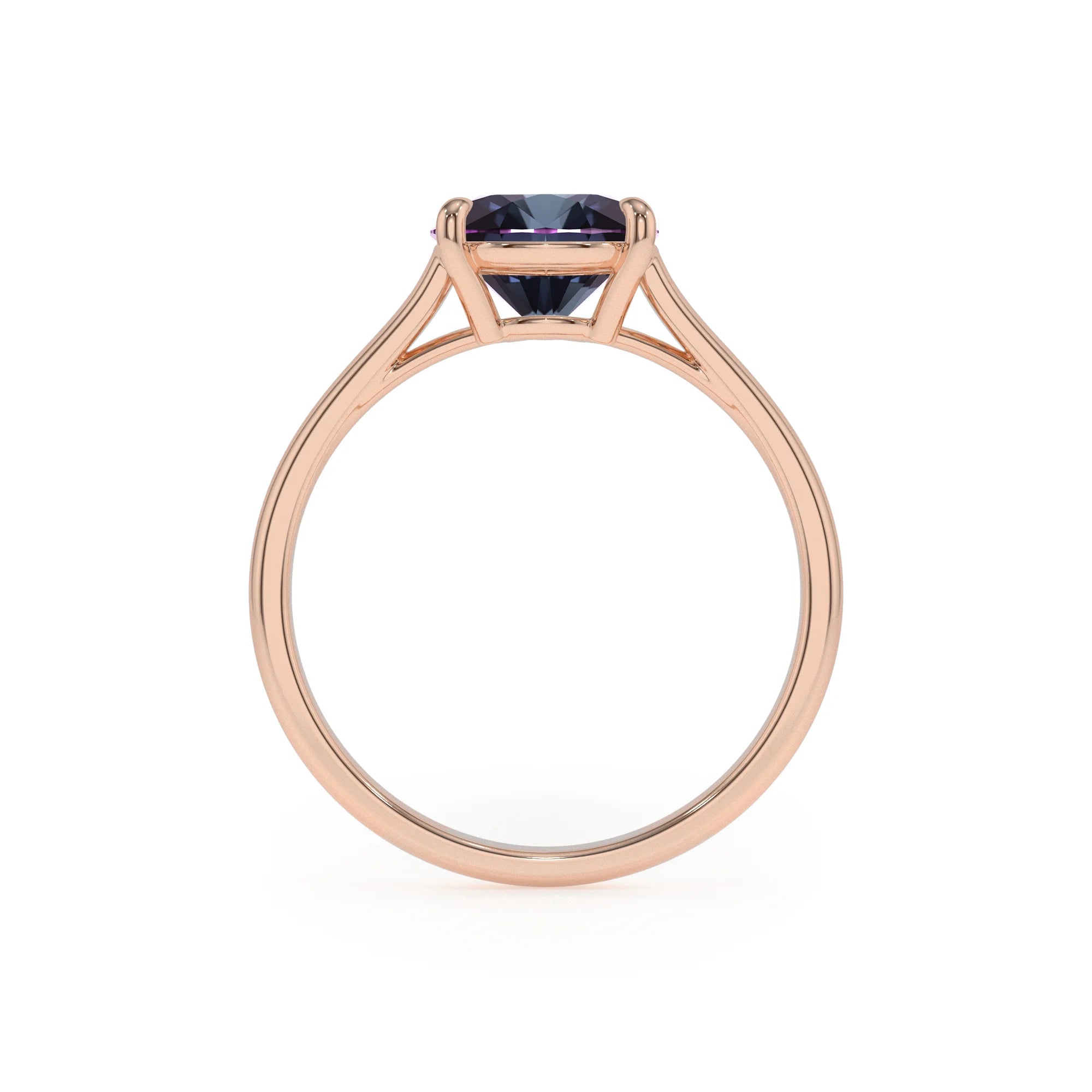 lab grown alexandrite pear solitaire rings in rose gold