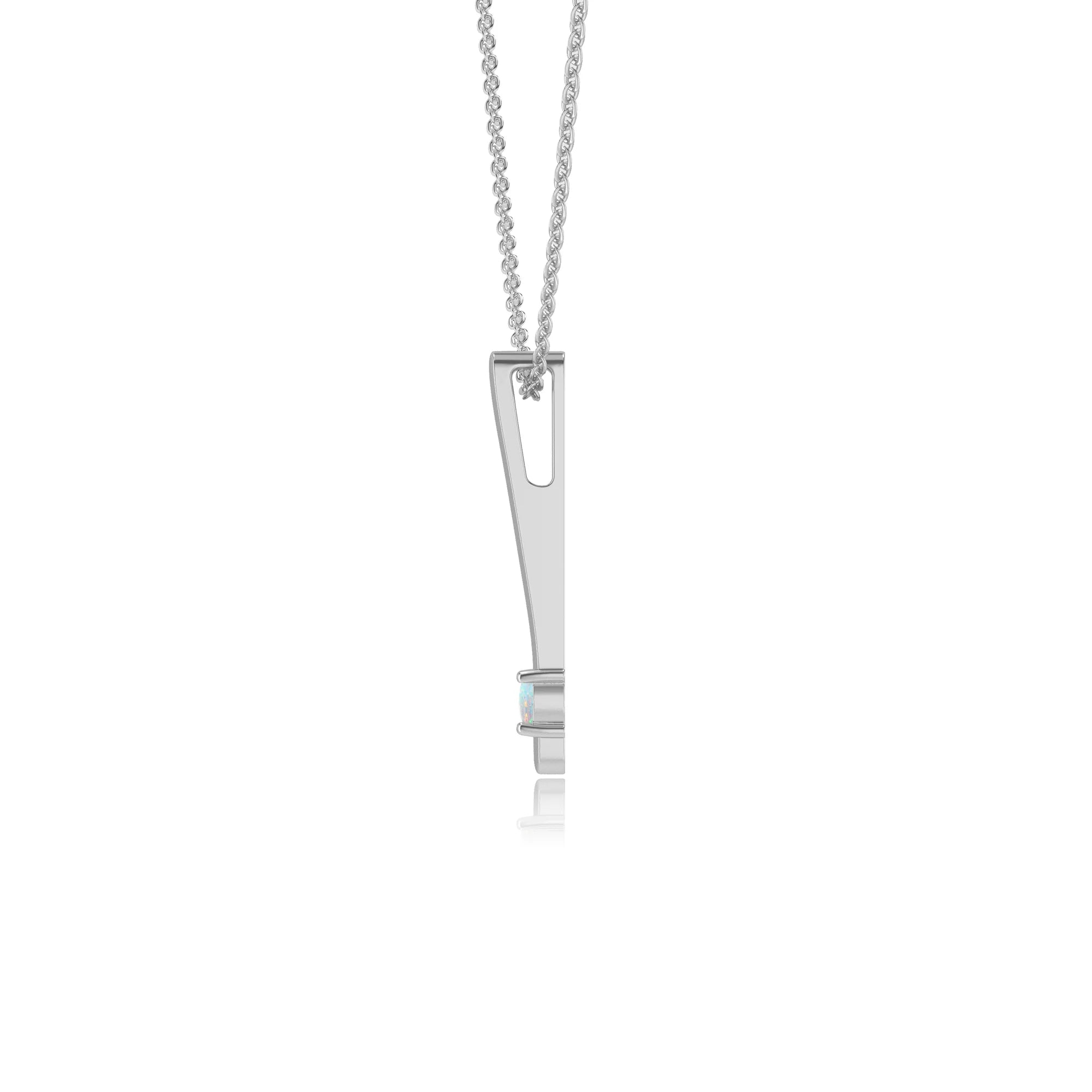 lab grown opal round bar necklaces in platinum