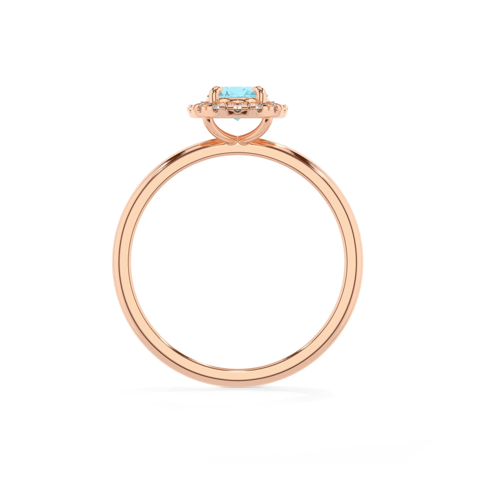 lab grown aquamarine oval solitaire rings in rose gold