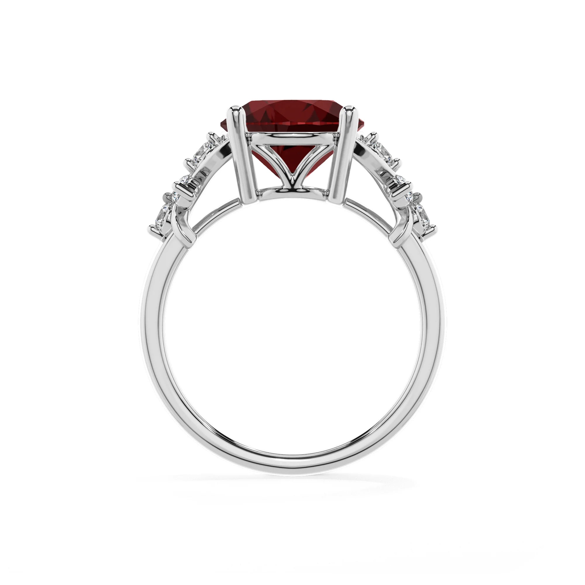 natural garnet round solitaire rings in platinum