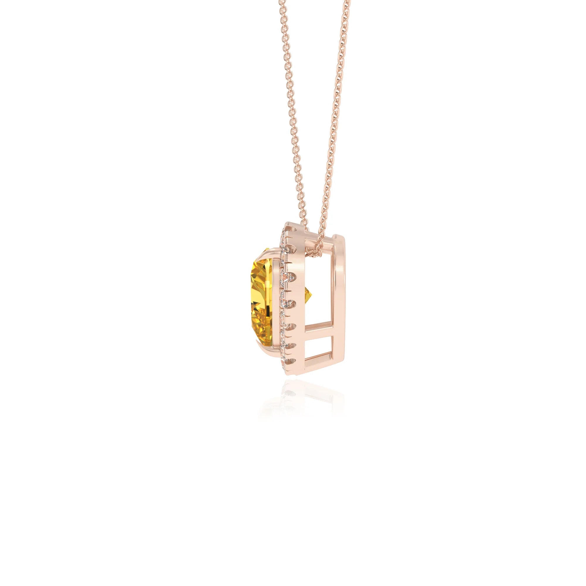 lab grown yellow sapphire heart solitaire necklaces in rose gold