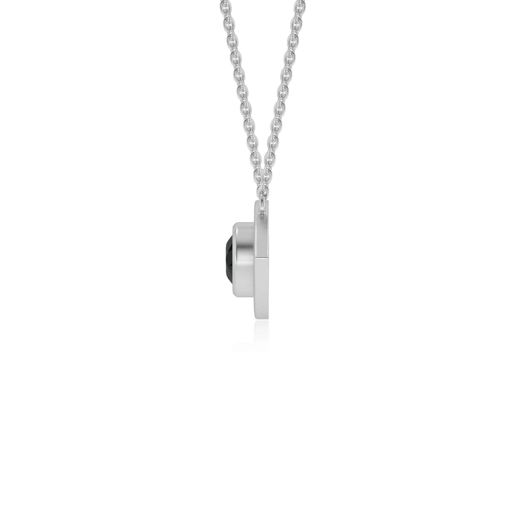 natural black-onyx round solitaire necklaces in white gold