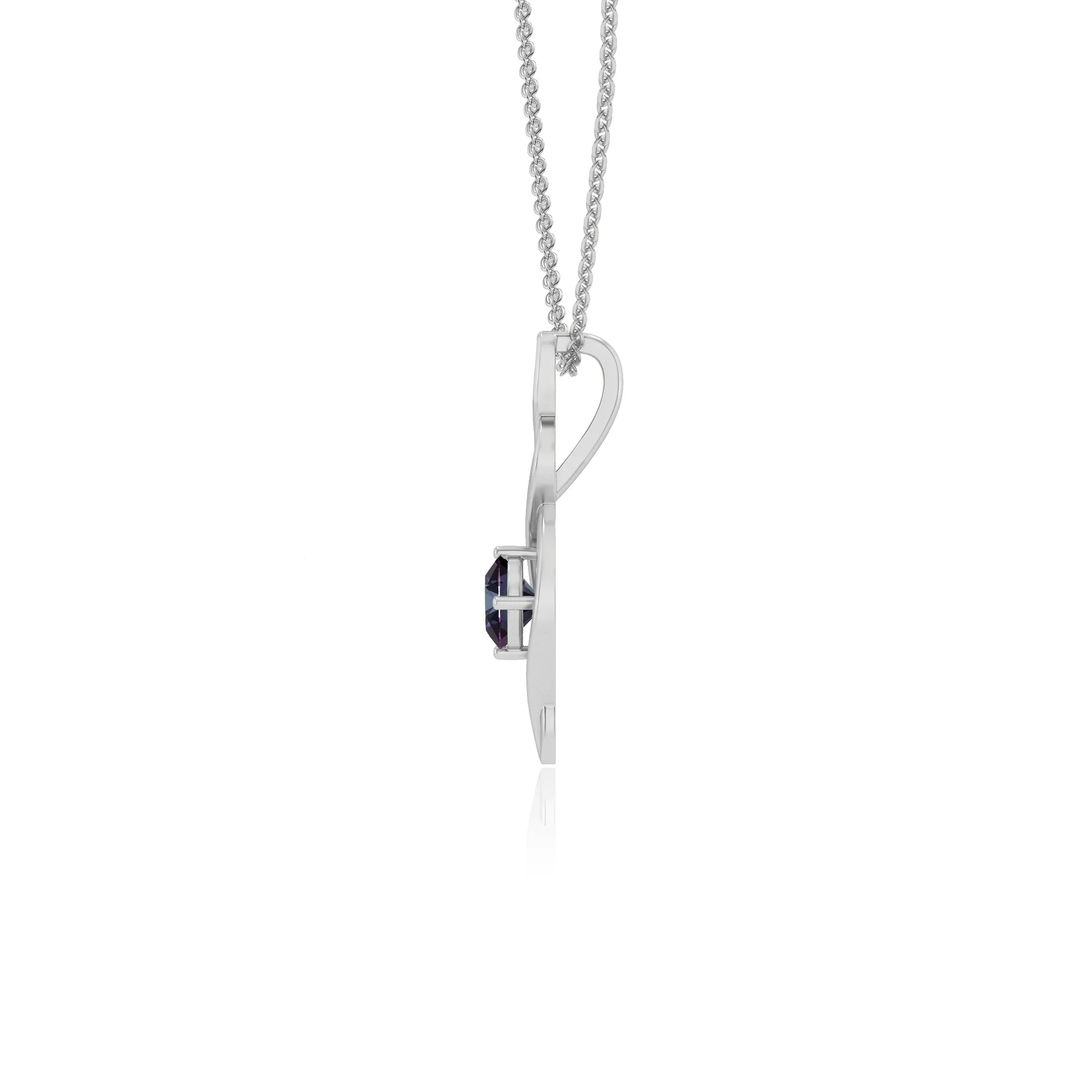 lab grown alexandrite round solitaire necklaces in sterling silver