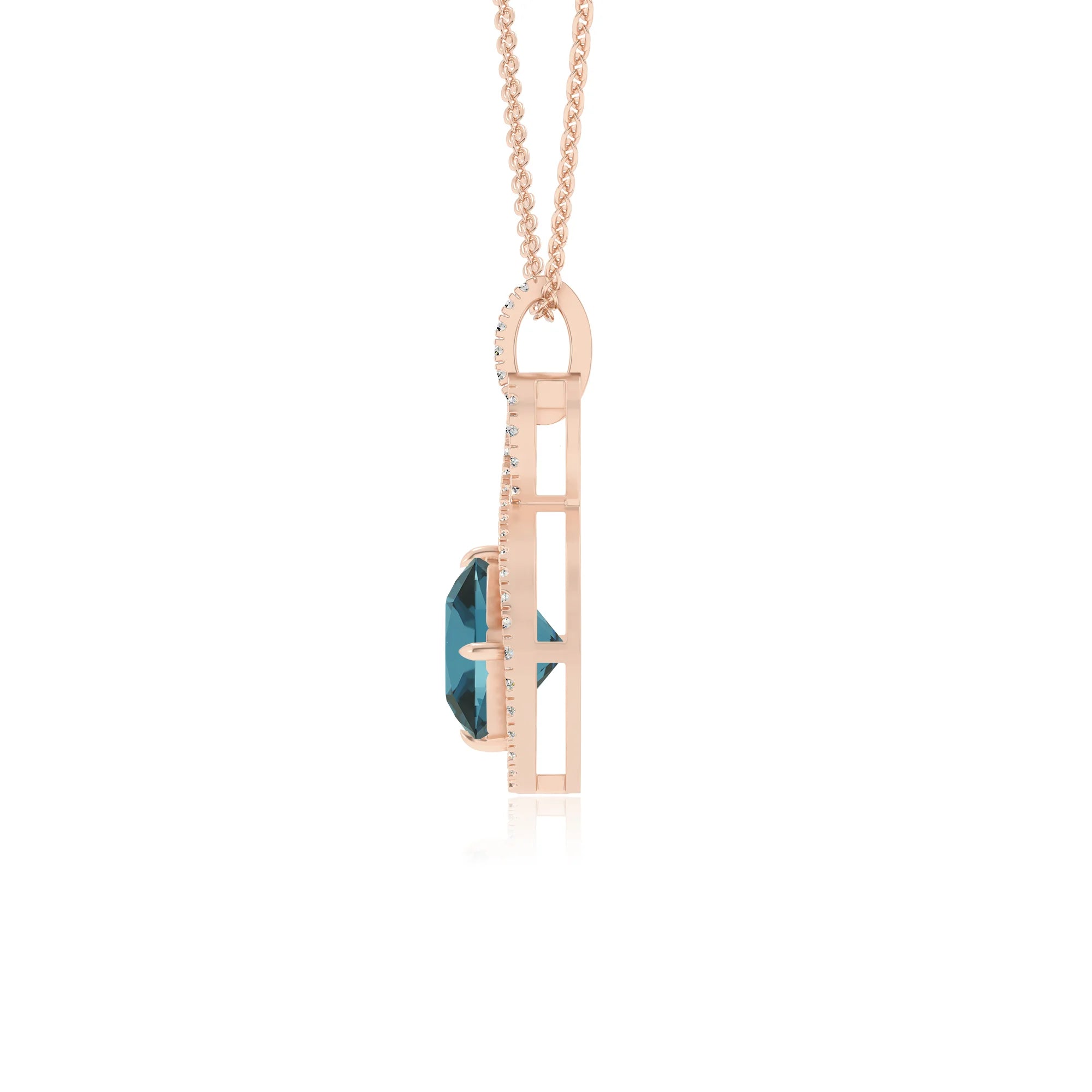 natural london-blue-topaz cushion infinity necklaces in rose gold