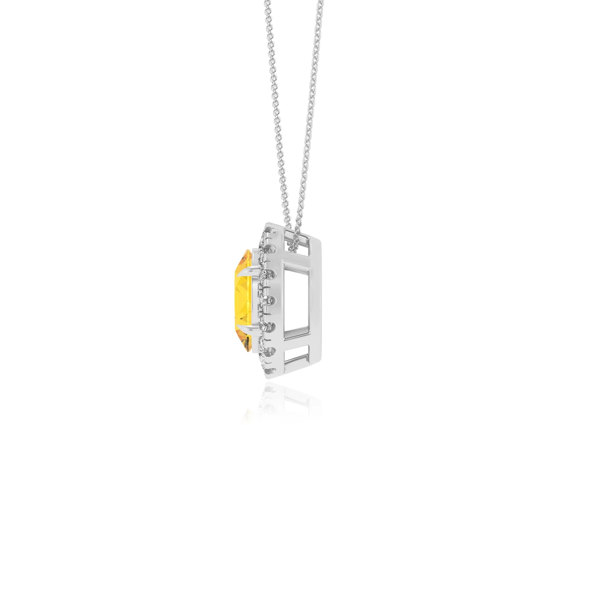 lab grown yellow sapphire oval solitaire necklaces in white gold