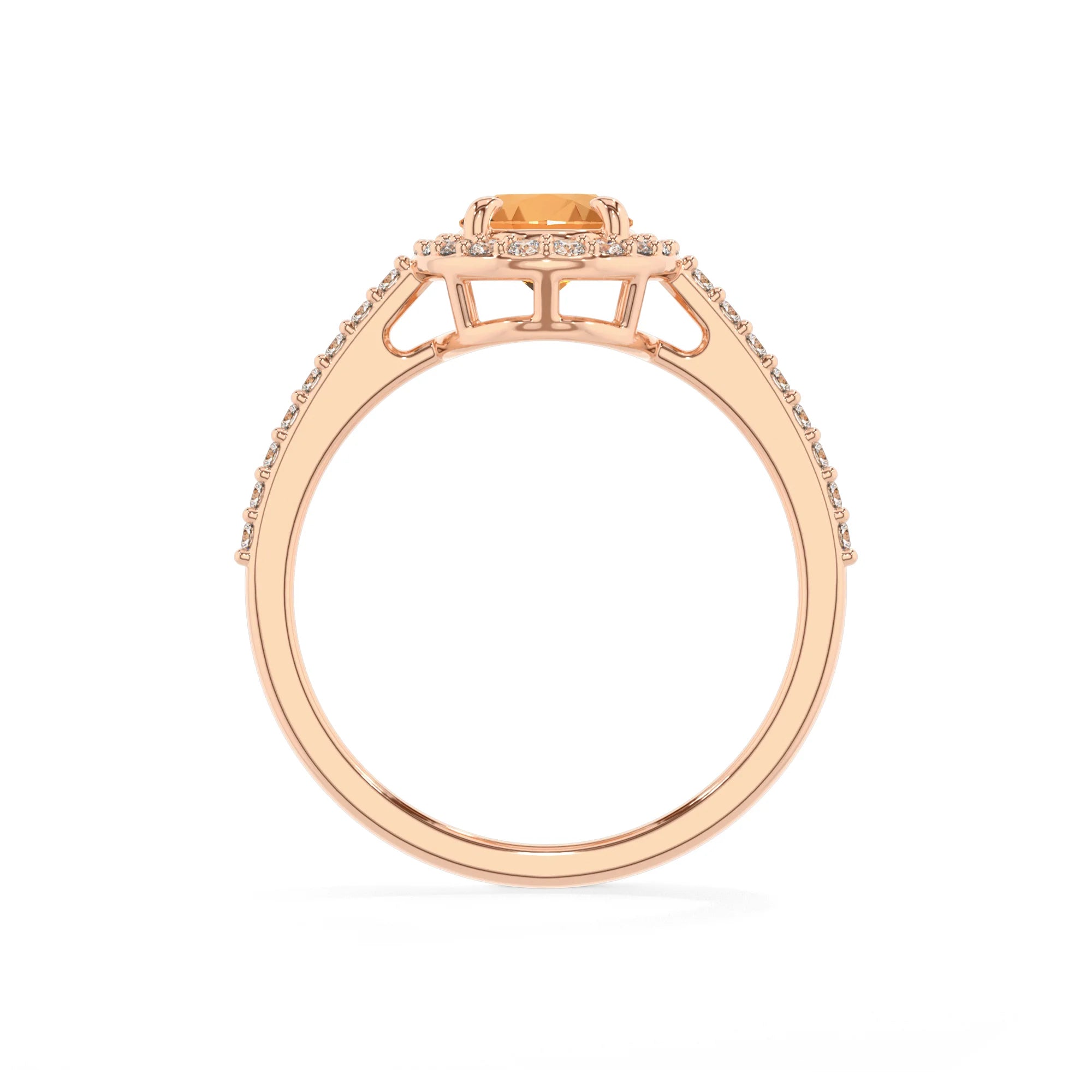 lab grown citrine oval solitaire rings in rose gold