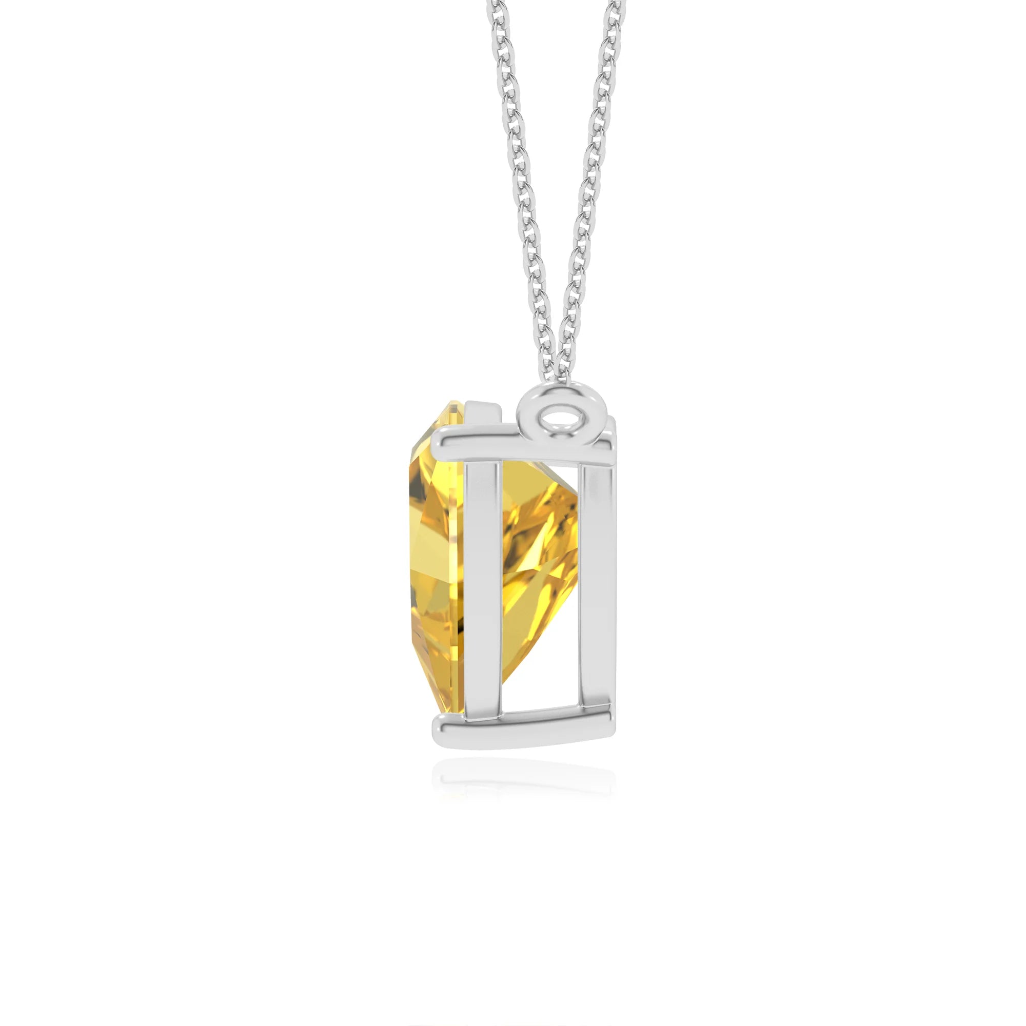 lab grown yellow-sapphire trillion solitaire necklaces in sterling silver