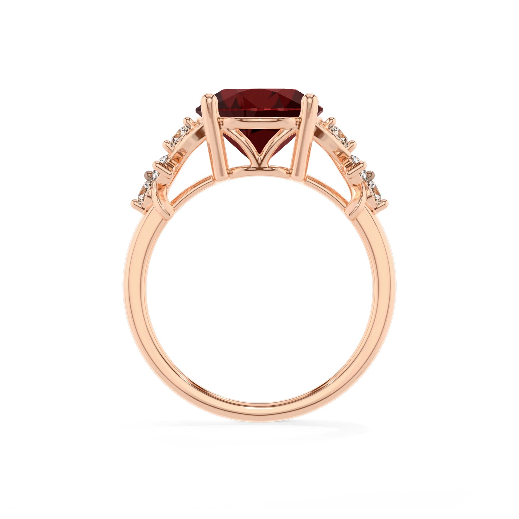 natural garnet round solitaire rings in rose gold