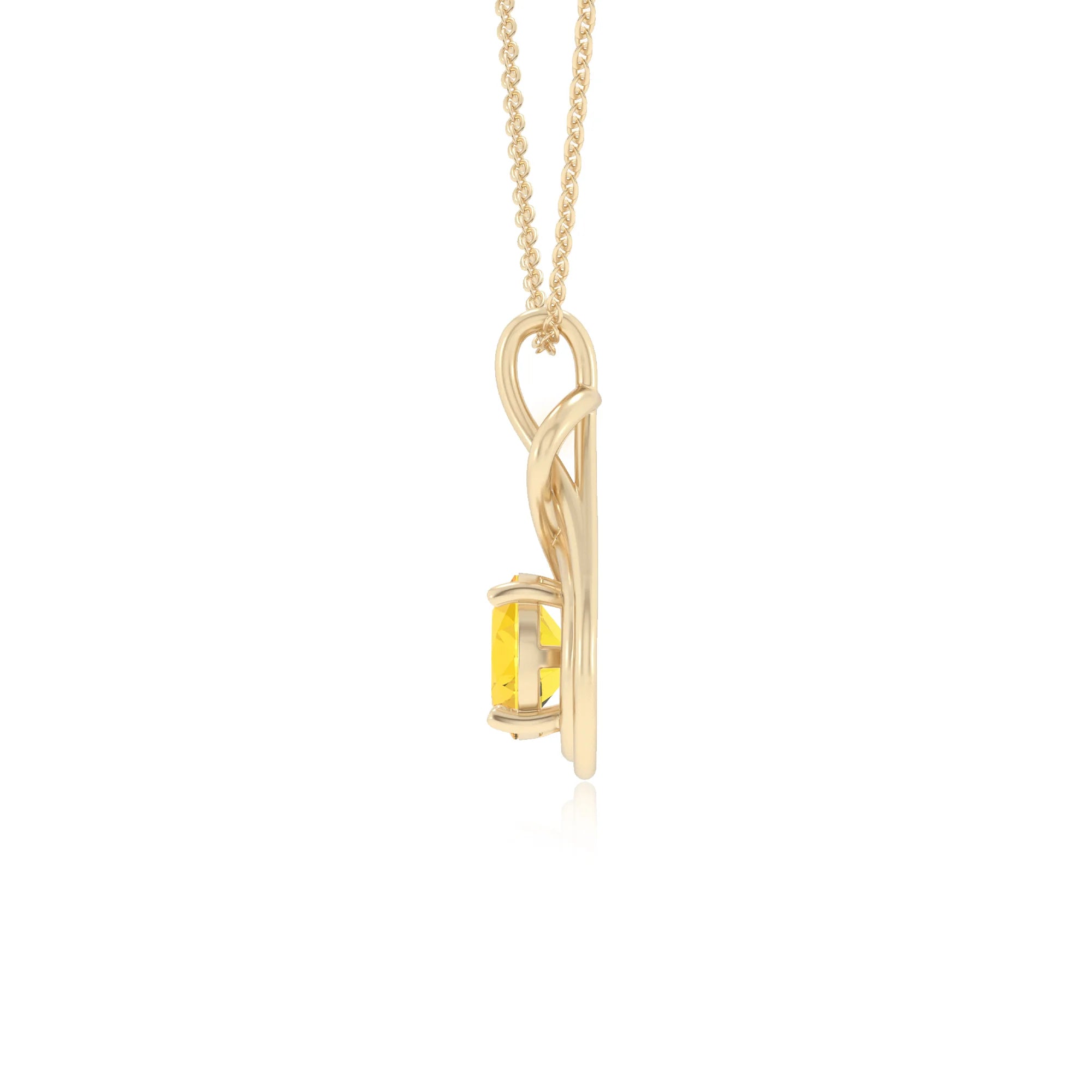 lab grown yellow-sapphire round solitaire necklaces in yellow gold