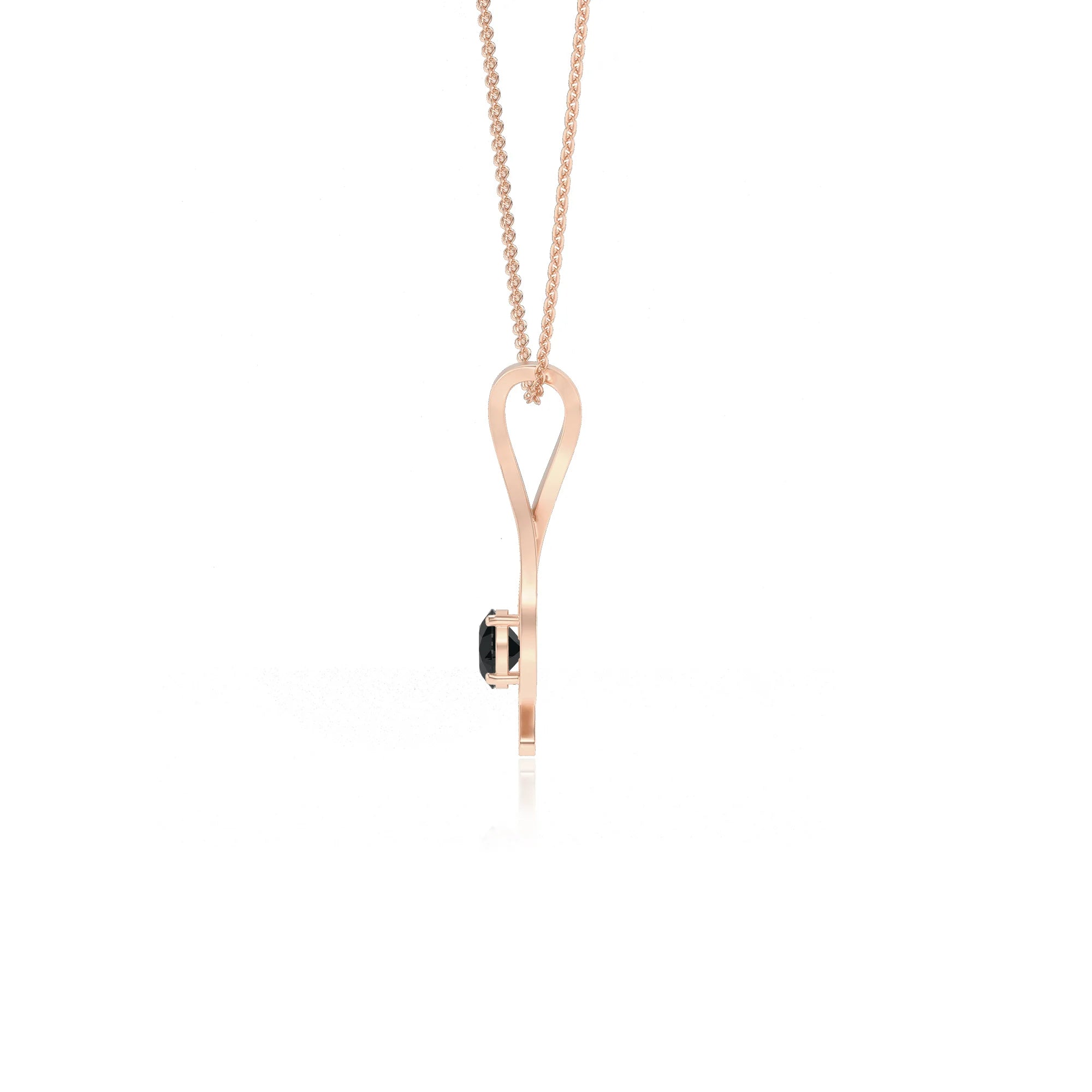 natural black-onyx round solitaire necklaces in rose gold