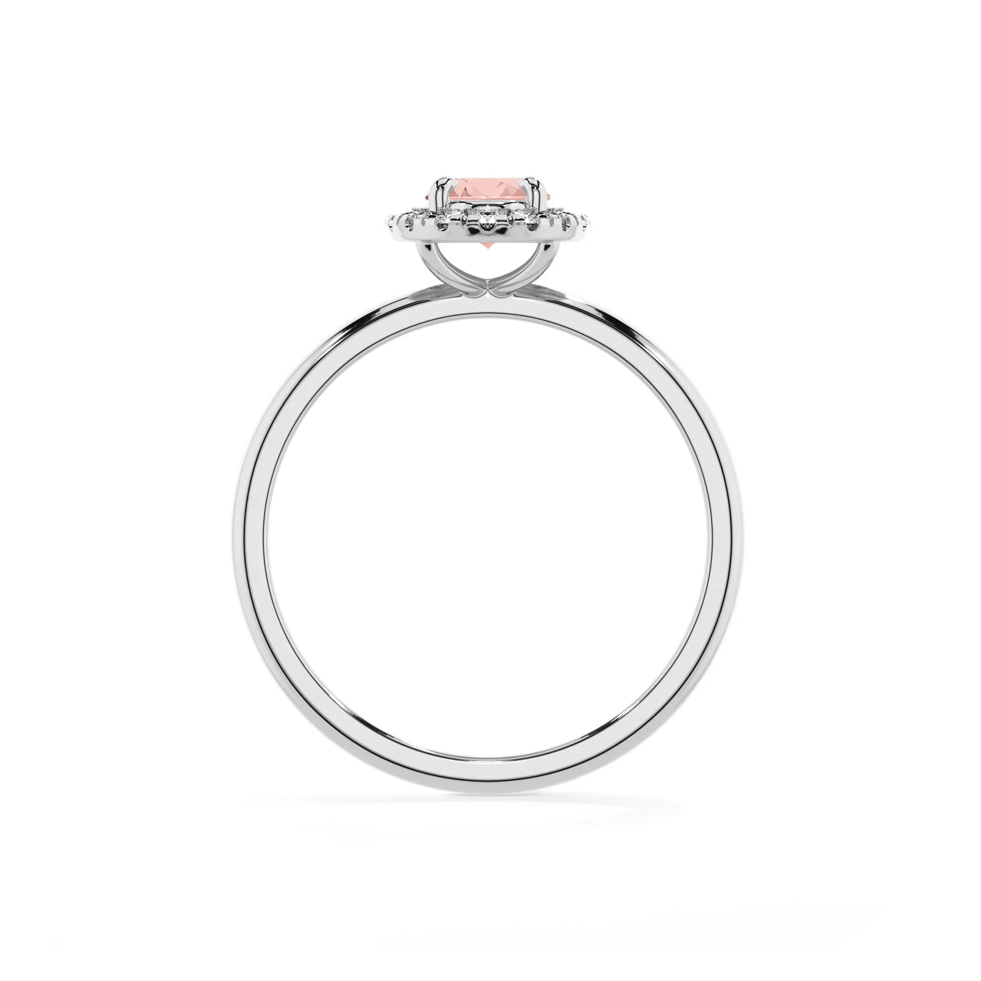 lab grown morganite oval solitaire rings in sterling silver