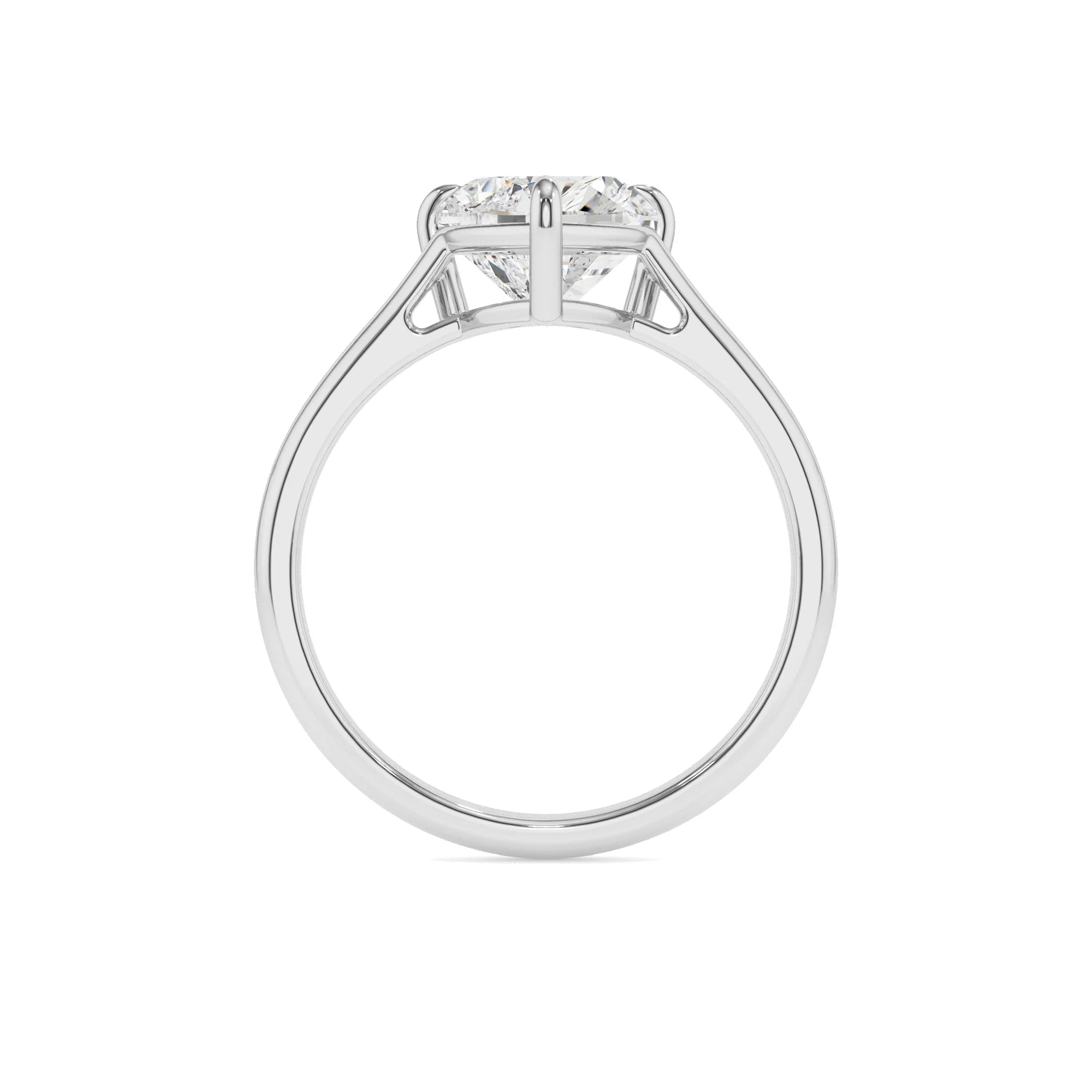 lab grown moissanite heart solitaire rings in white gold