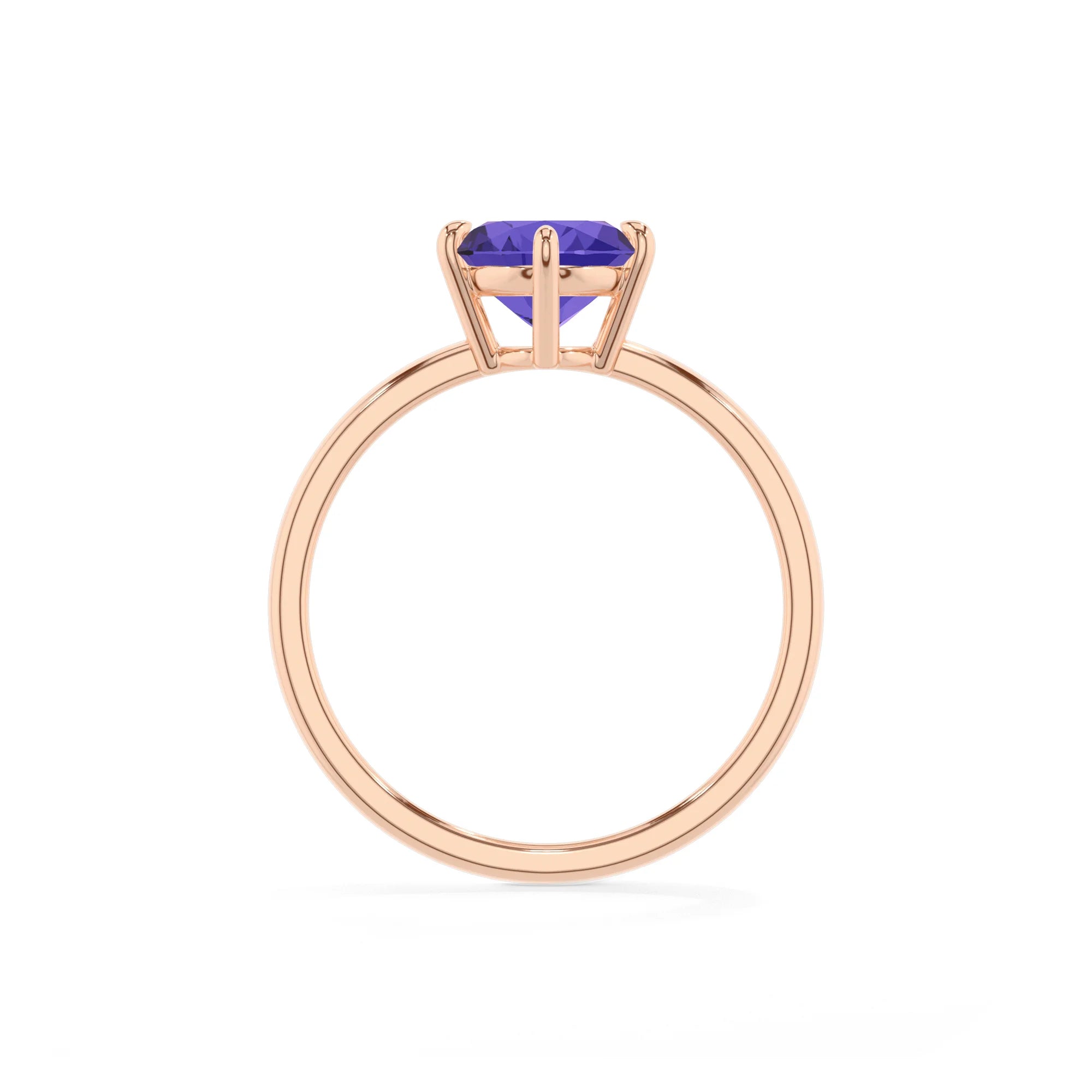 lab grown tanzanite oval solitaire rings in rose gold