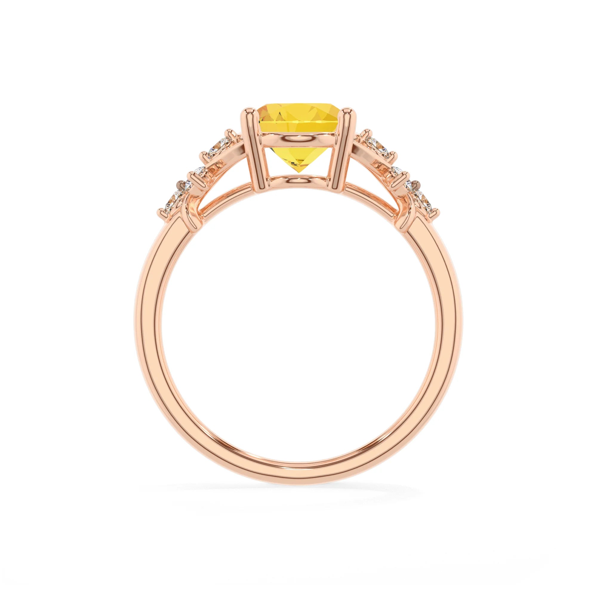 lab grown yellow-sapphire oval solitaire rings in rose gold