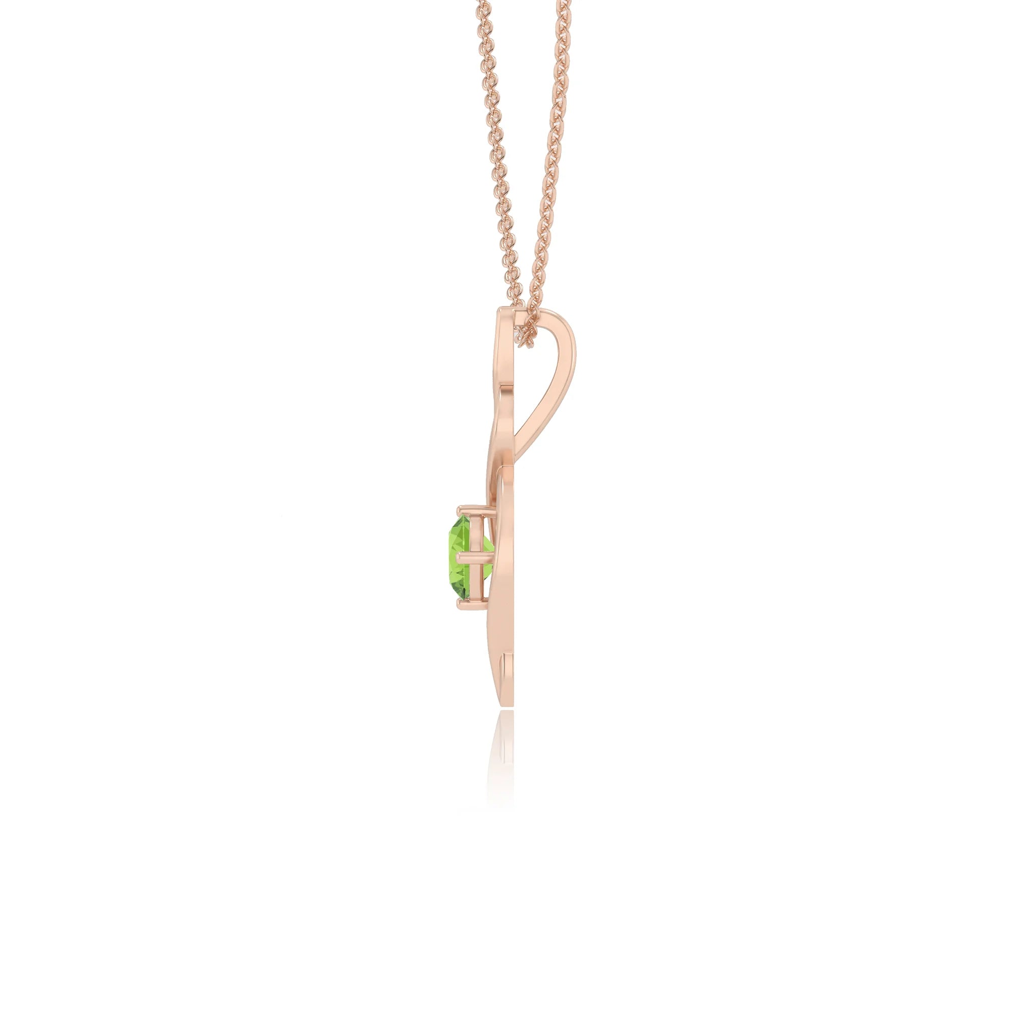 natural peridot round solitaire necklaces in rose gold