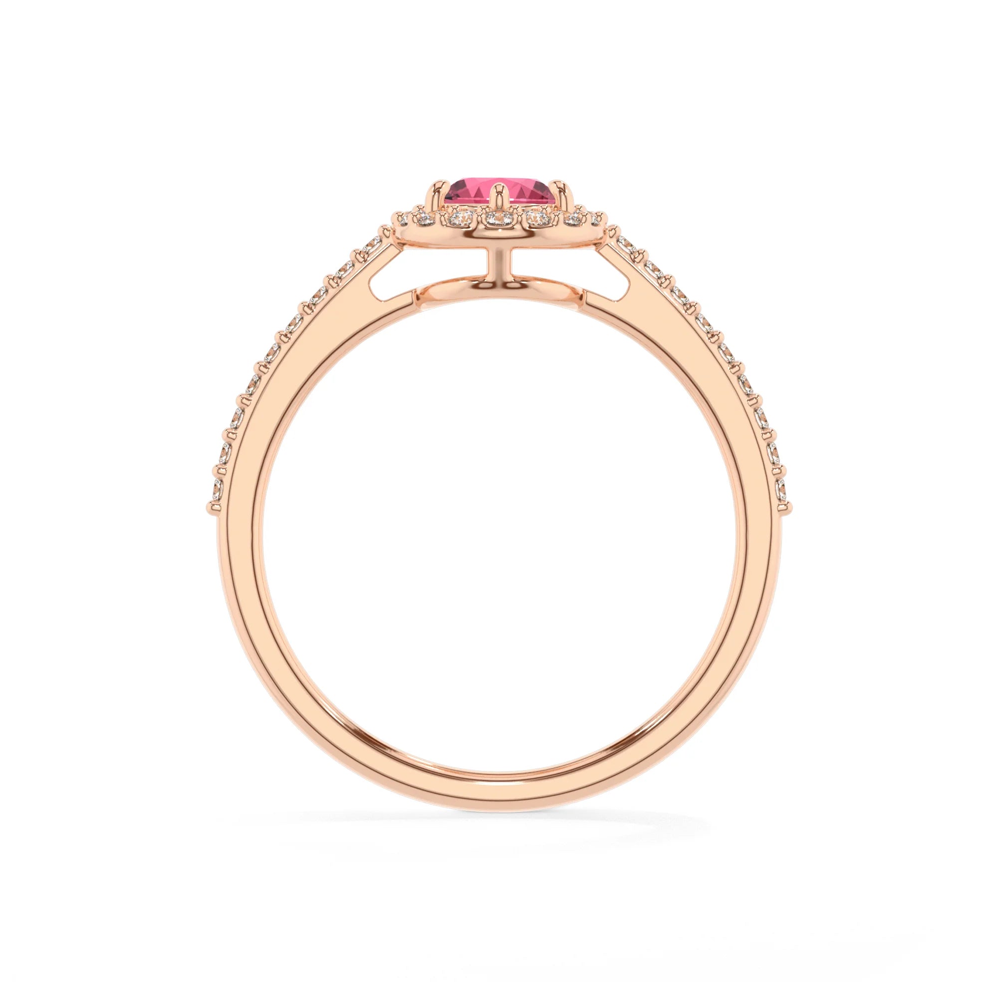 lab grown pink-tourmaline pear solitaire rings in rose gold