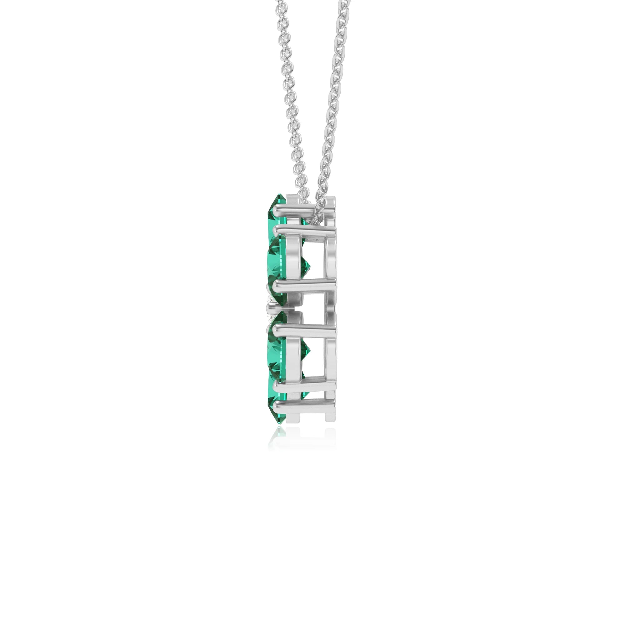 lab grown emerald pear solitaire necklaces in sterling silver