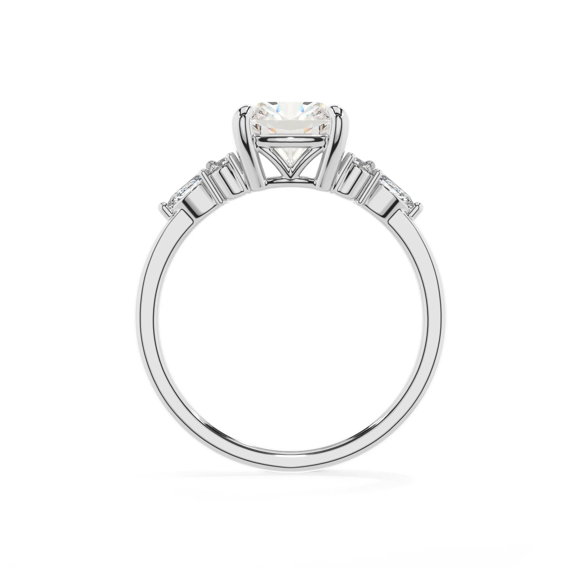 lab grown moissanite cushion solitaire rings in platinum