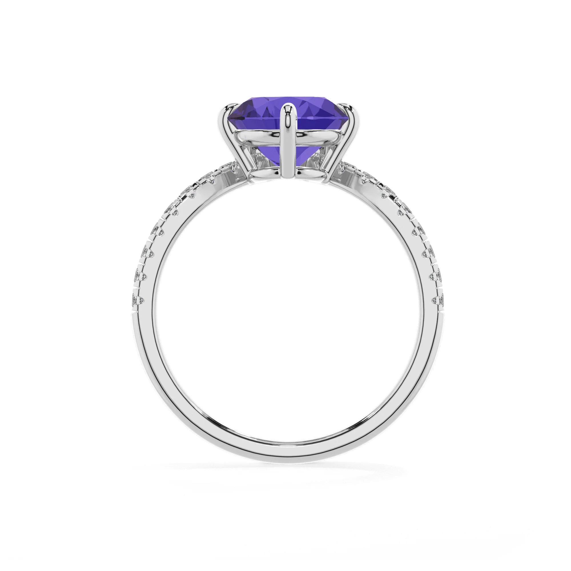 lab grown tanzanite round solitaire rings in platinum