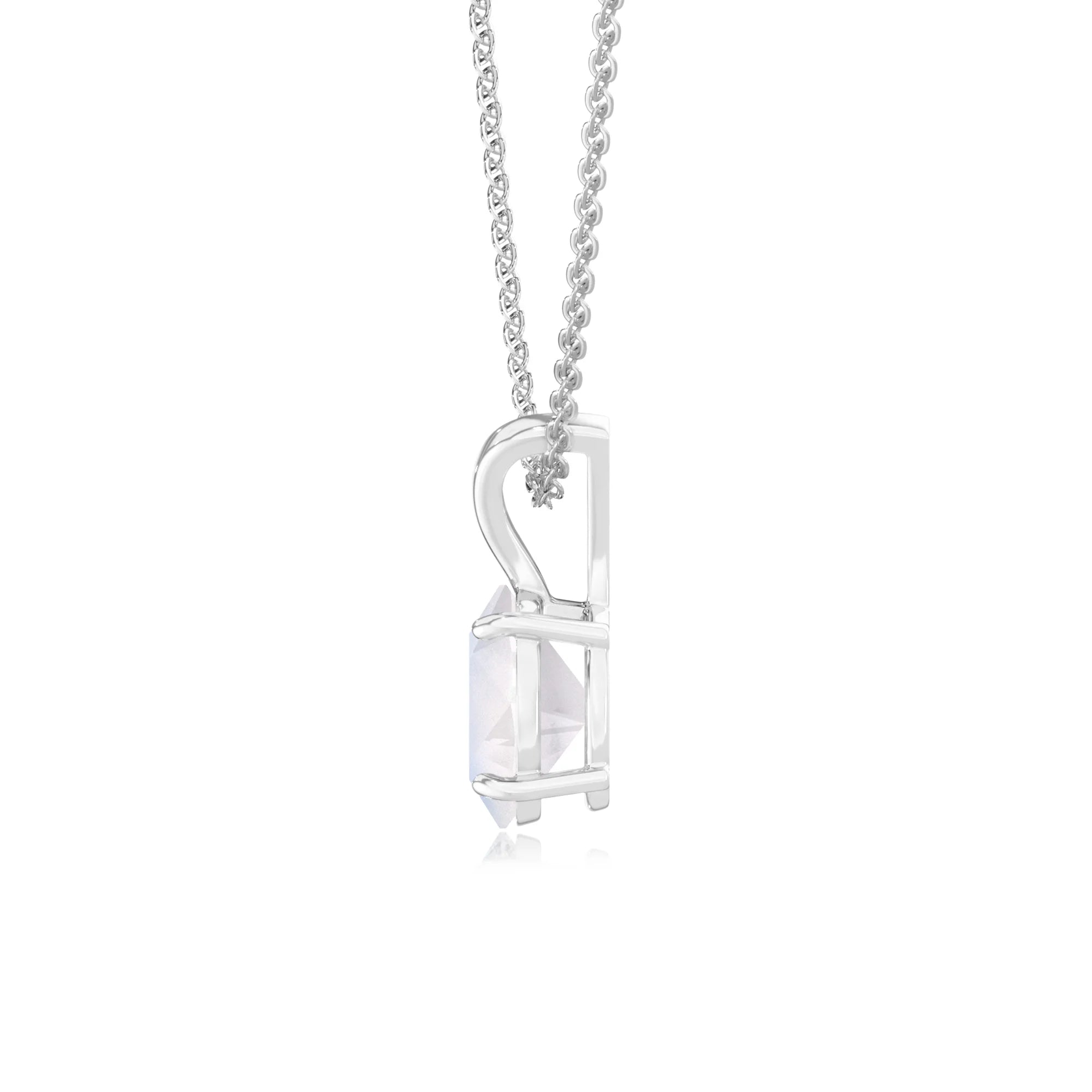 natural rainbow-moonstone oval solitaire v-bale necklaces in white gold
