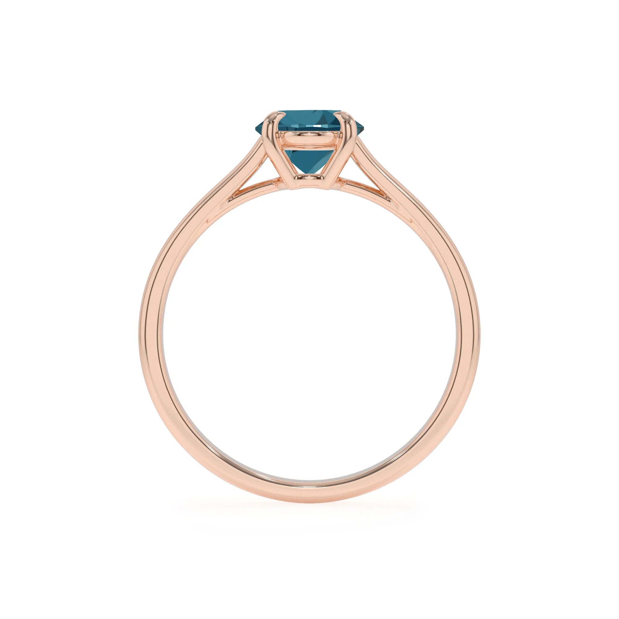 natural london-blue-topaz oval solitaire rings in rose gold