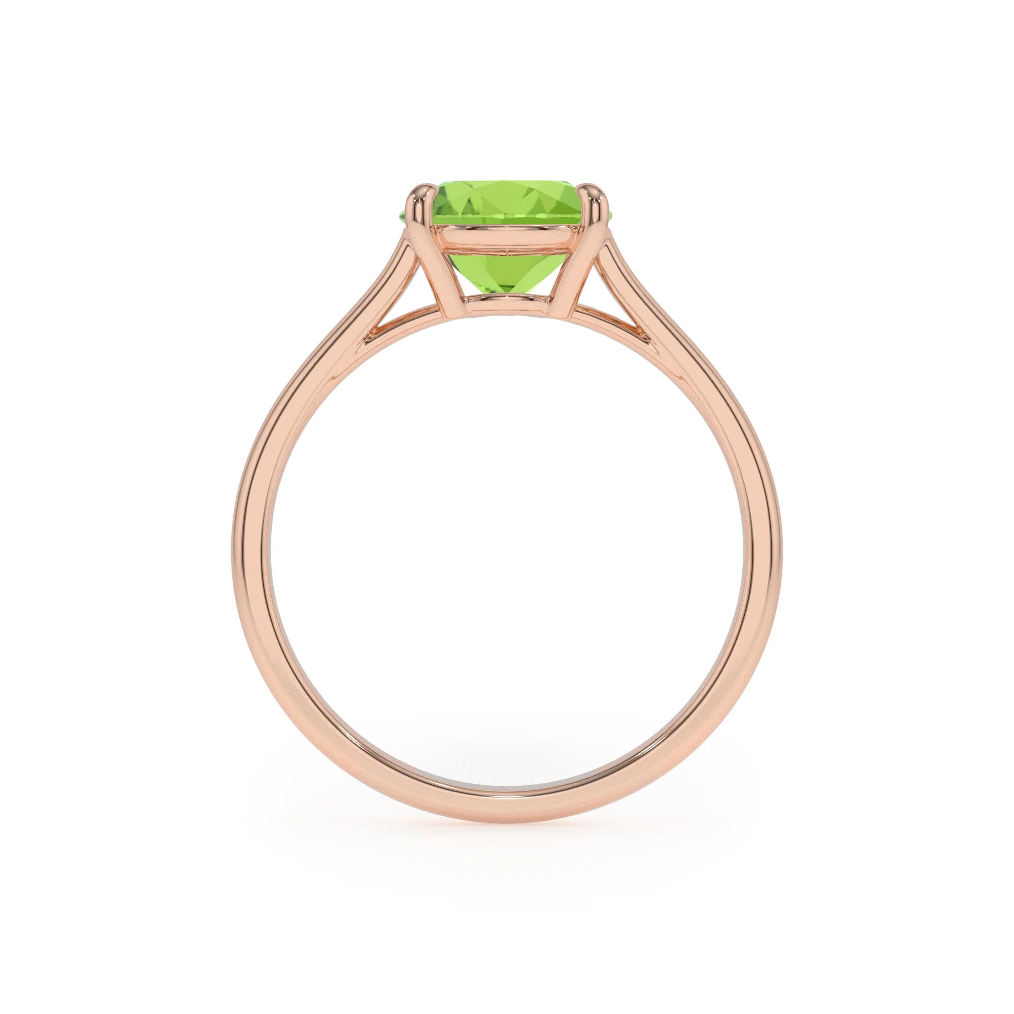 natural peridot pear solitaire rings in rose gold