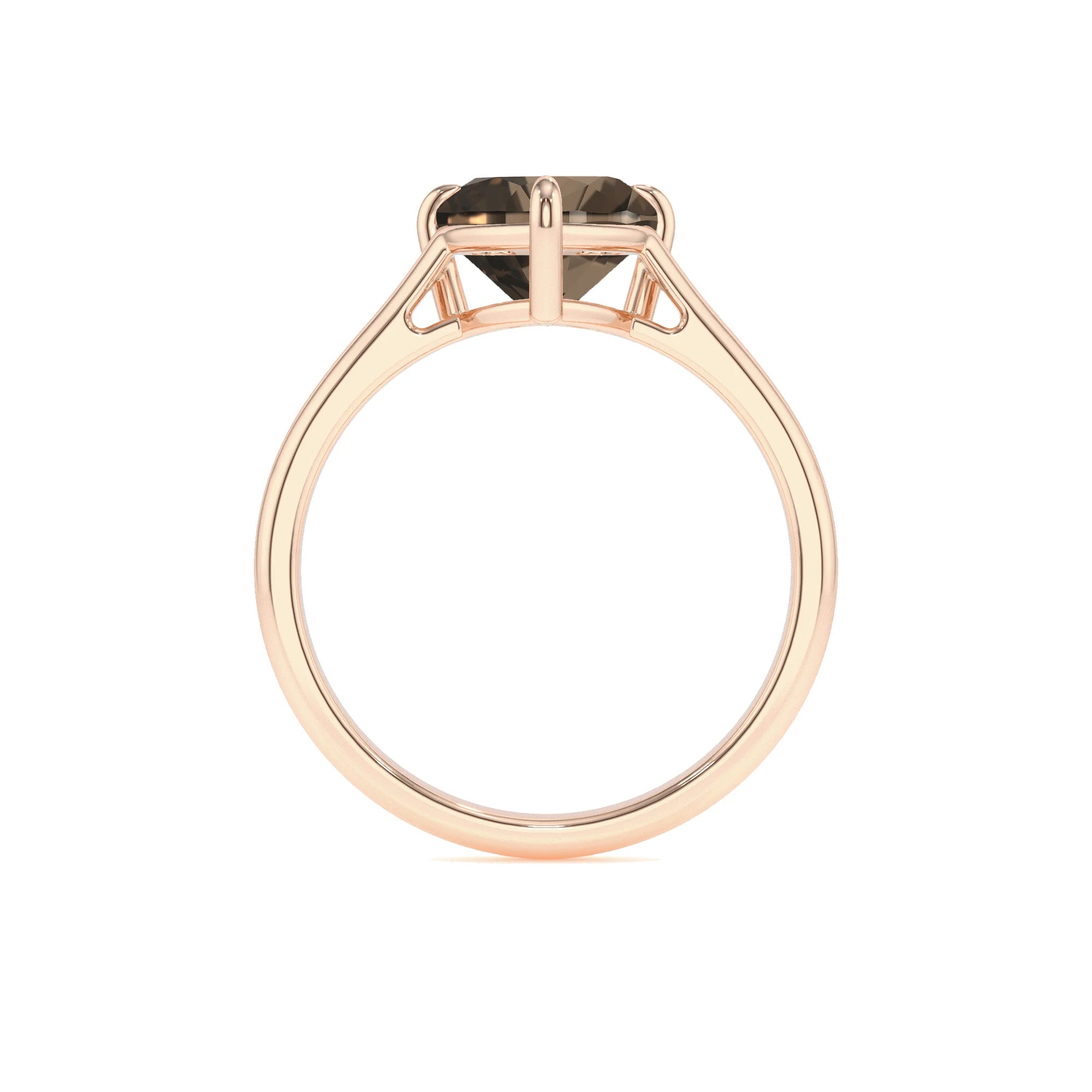 natural smoky-quartz heart solitaire rings in rose gold