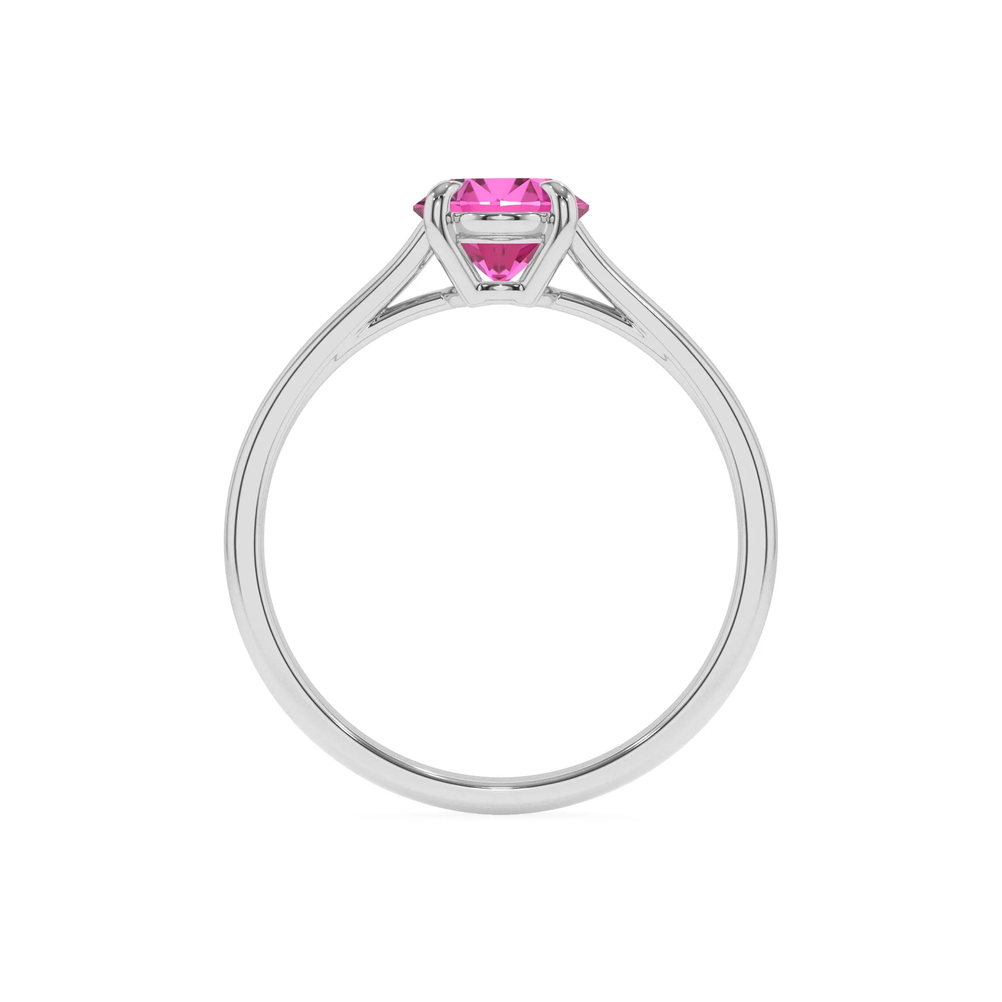 lab grown pink-sapphire oval solitaire rings in sterling silver