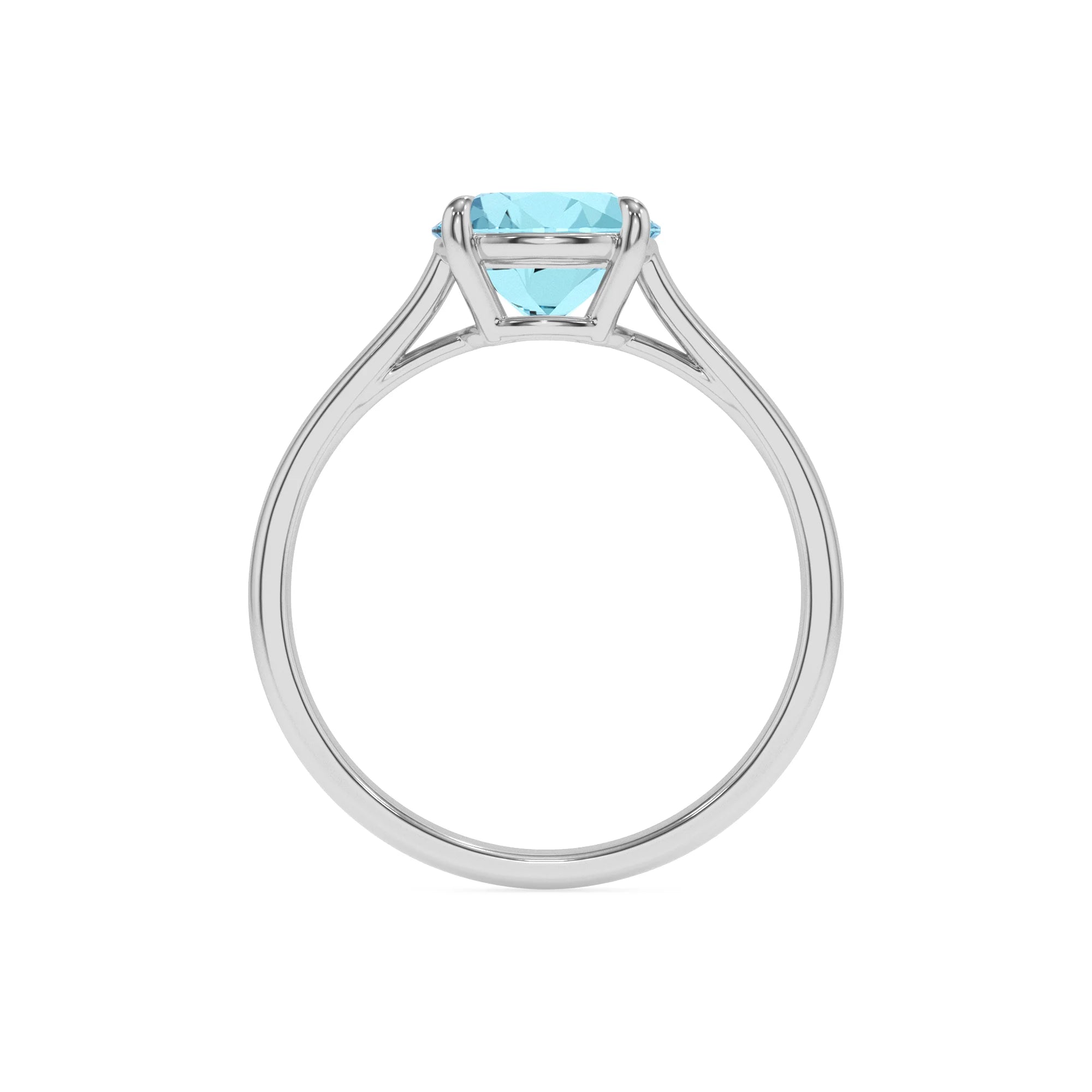 lab grown aquamarine round solitaire rings in platinum