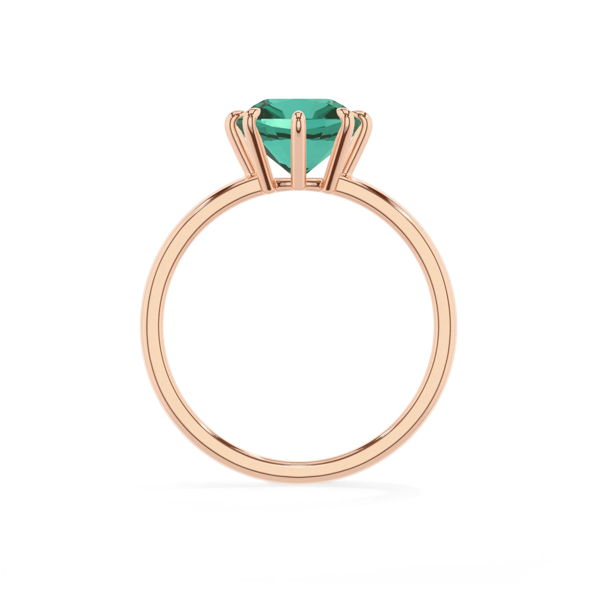 lab grown emerald cushion solitaire rings in rose gold