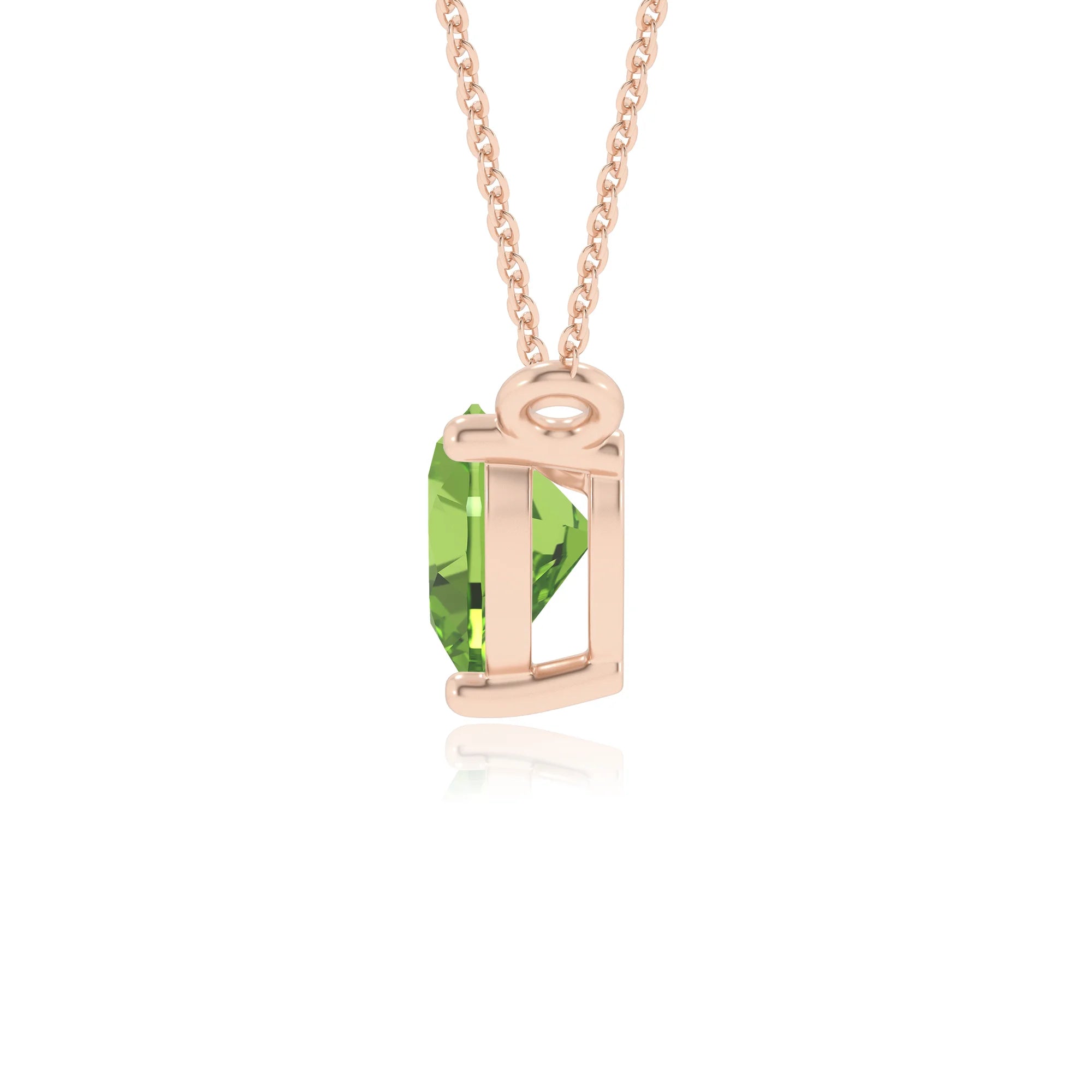 natural peridot heart solitaire necklaces in rose gold